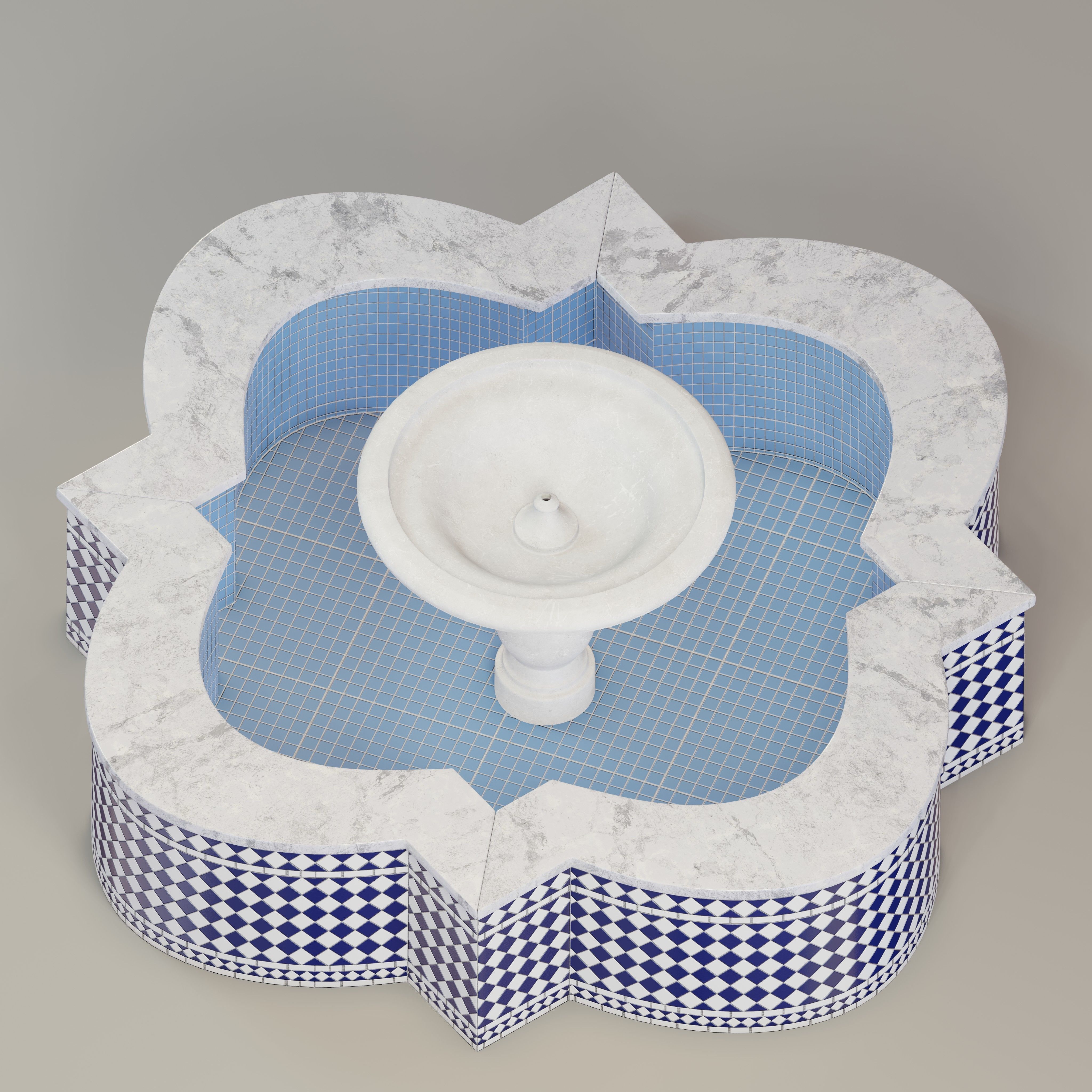 Quatrefoil mosaic fountain 3D model_1