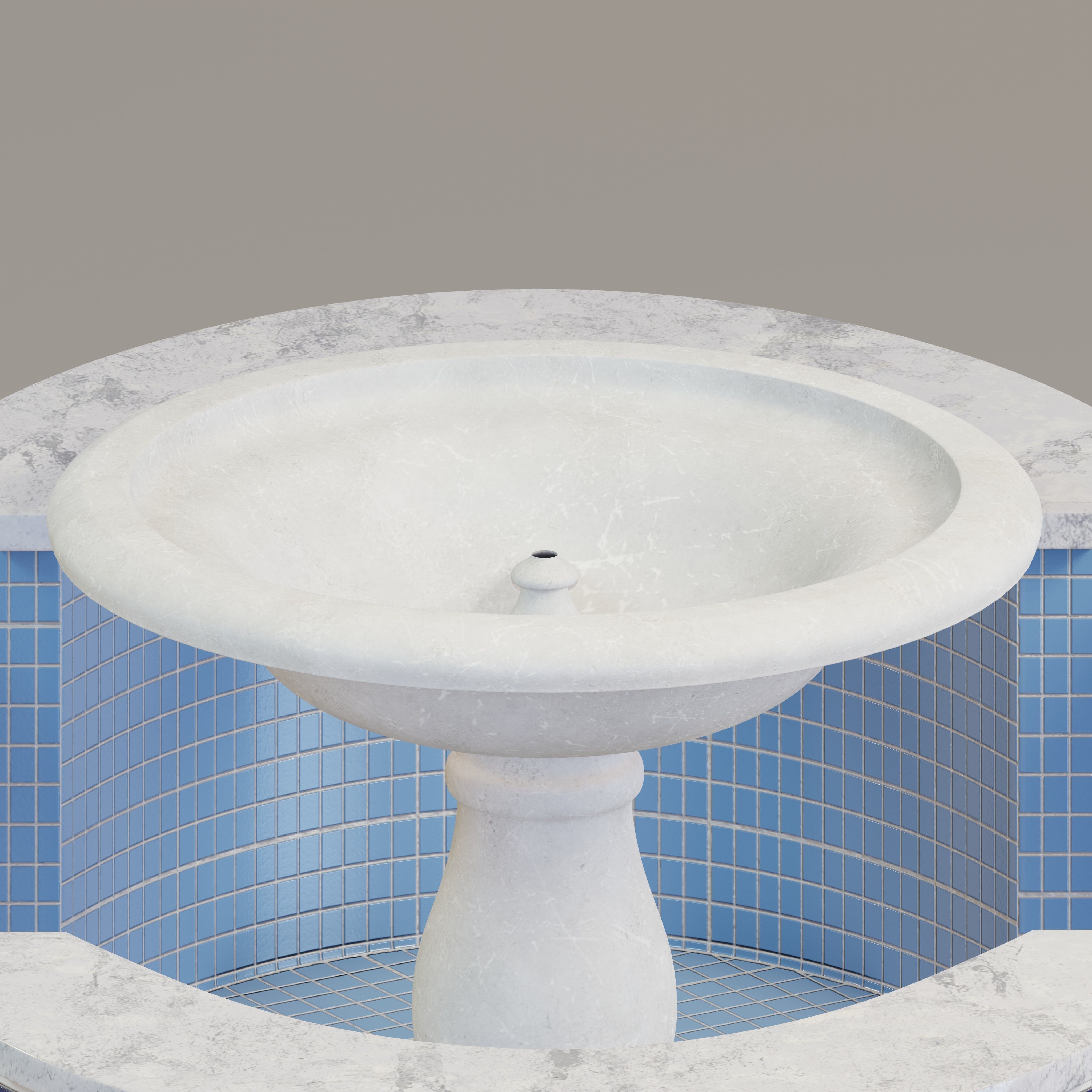 Quatrefoil mosaic fountain 3D model_2