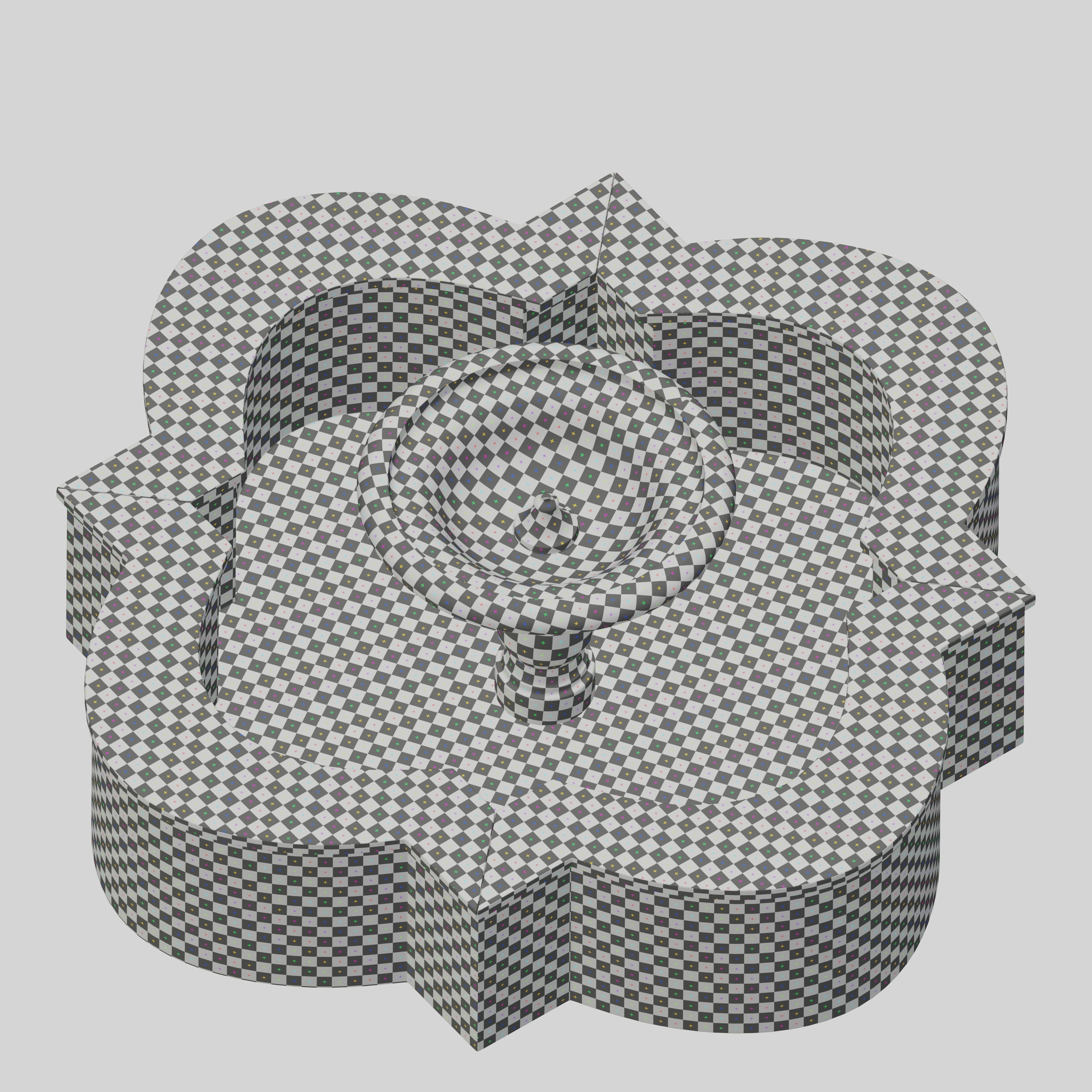 Quatrefoil mosaic fountain 3D model_12