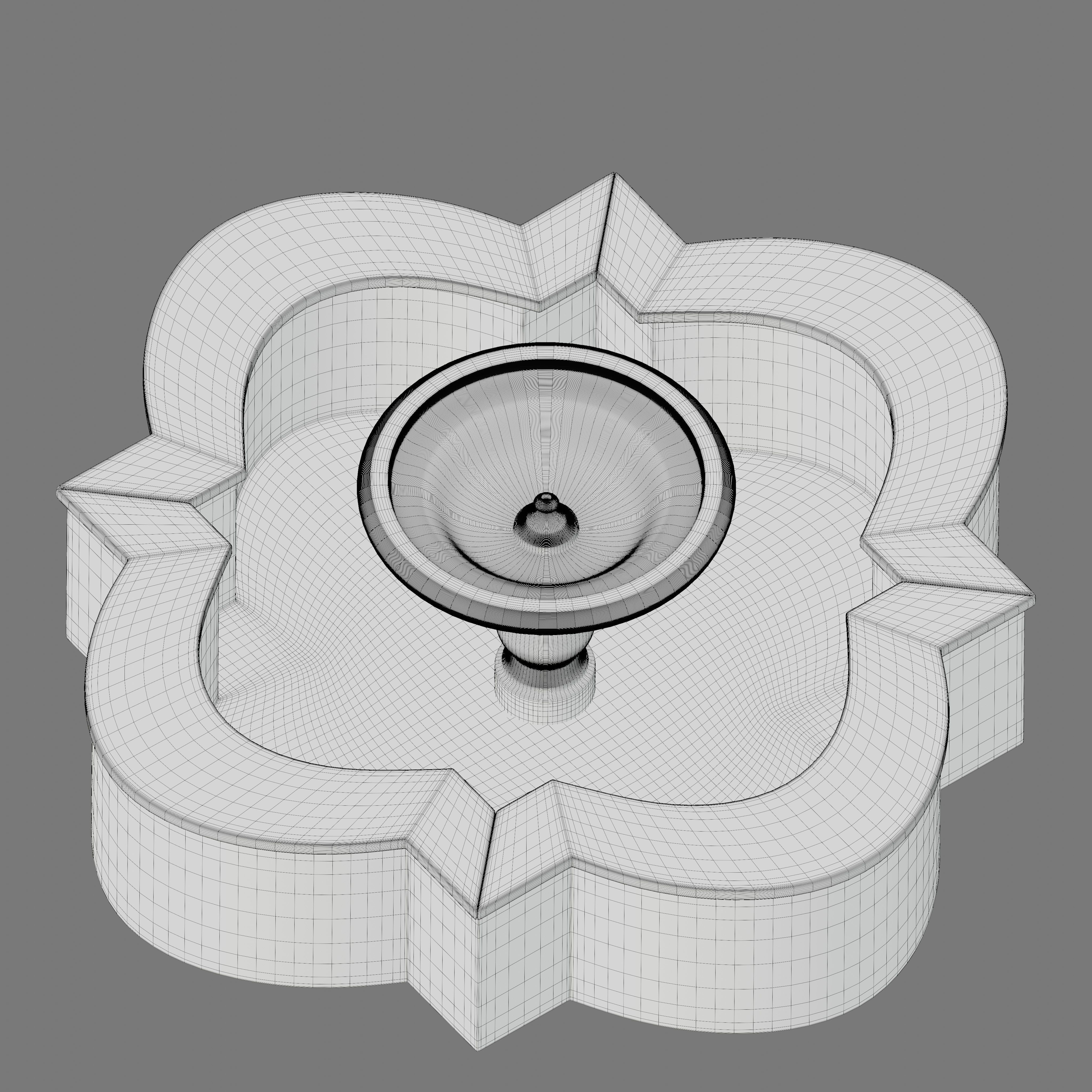 Quatrefoil mosaic fountain 3D model_10