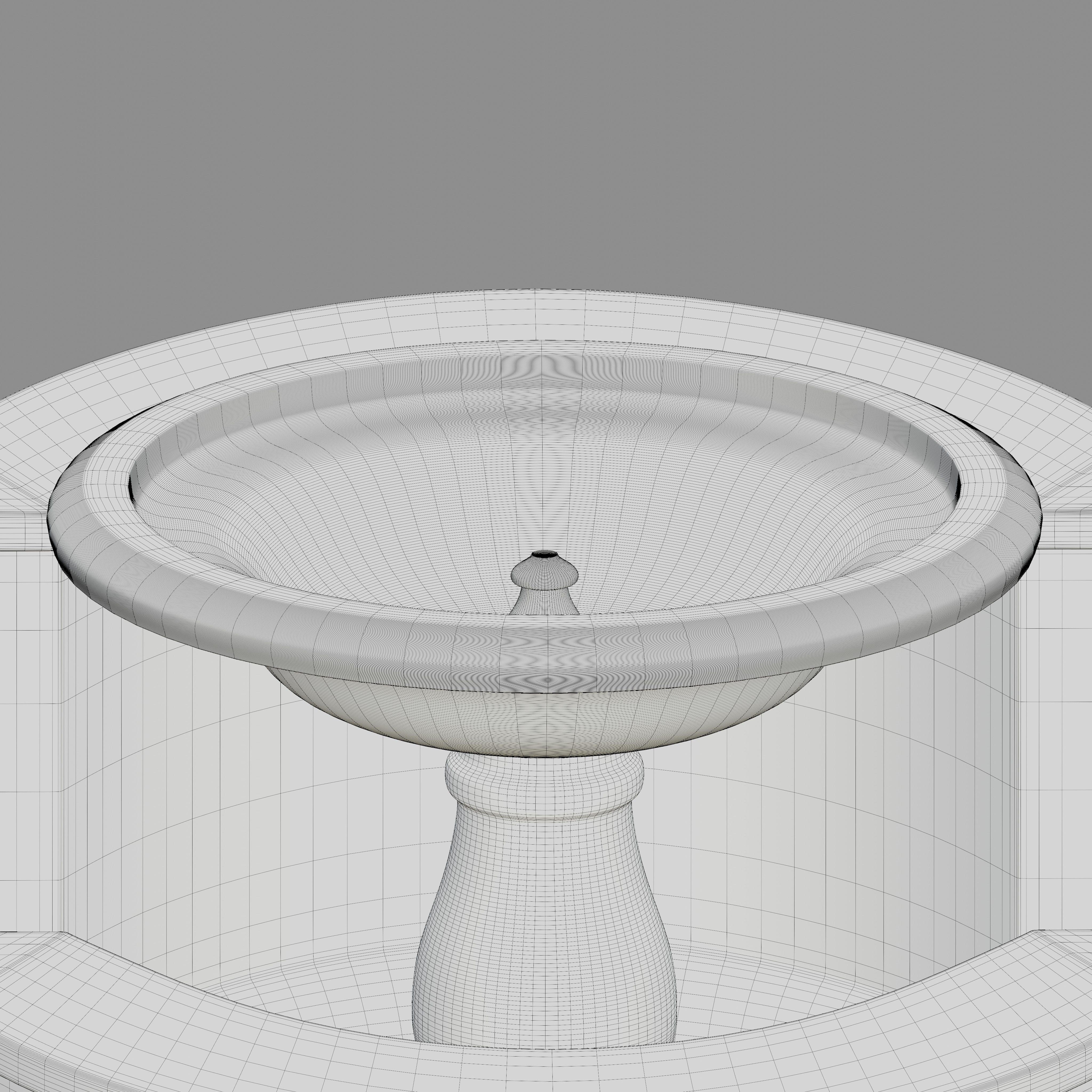 Quatrefoil mosaic fountain 3D model_7