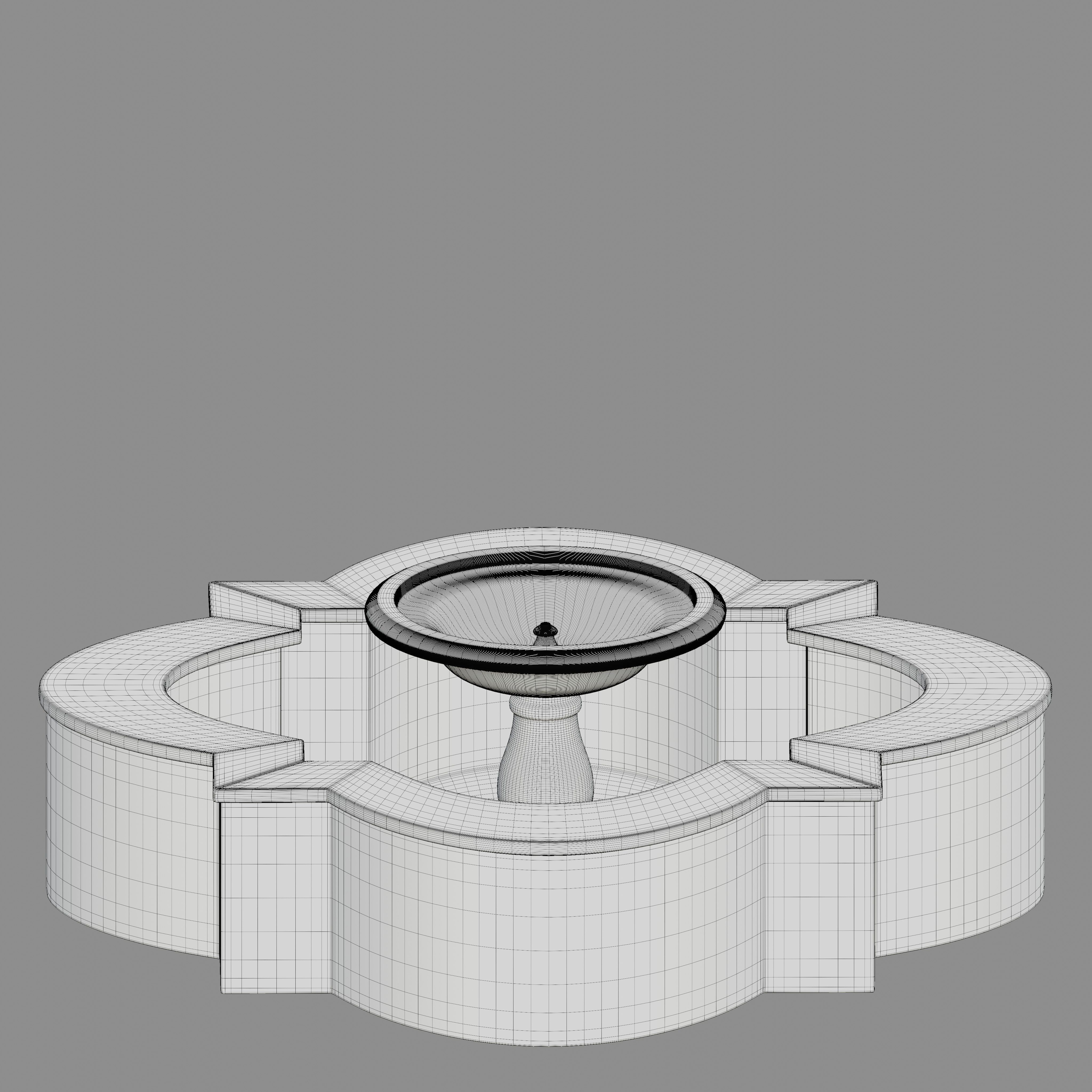 Quatrefoil mosaic fountain 3D model_6
