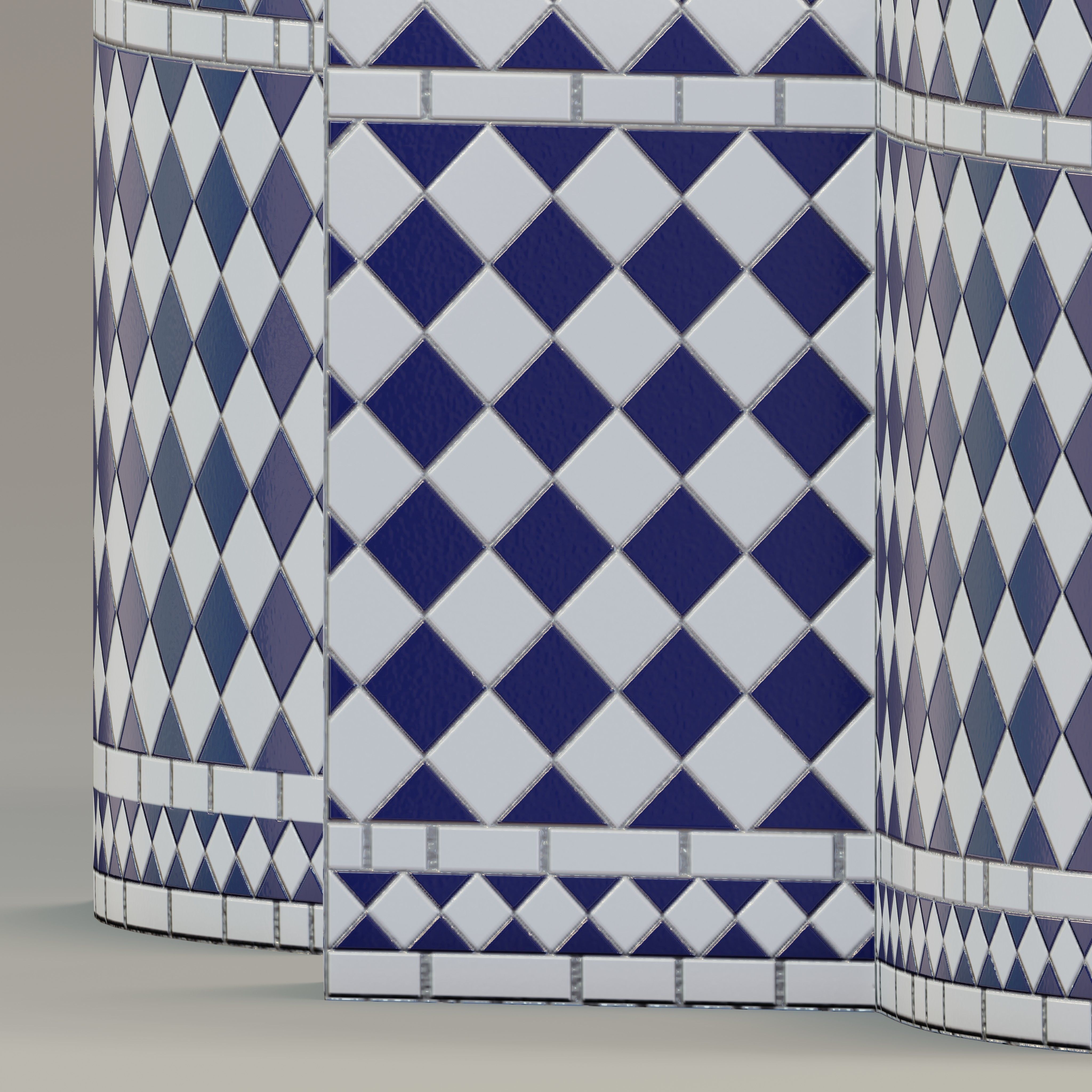 Quatrefoil mosaic fountain 3D model_4
