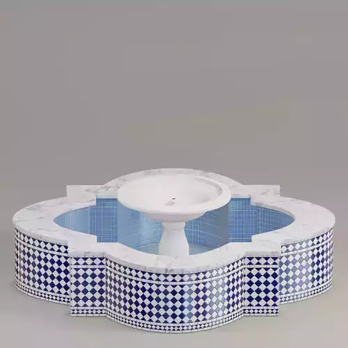 Quatrefoil mosaic fountain