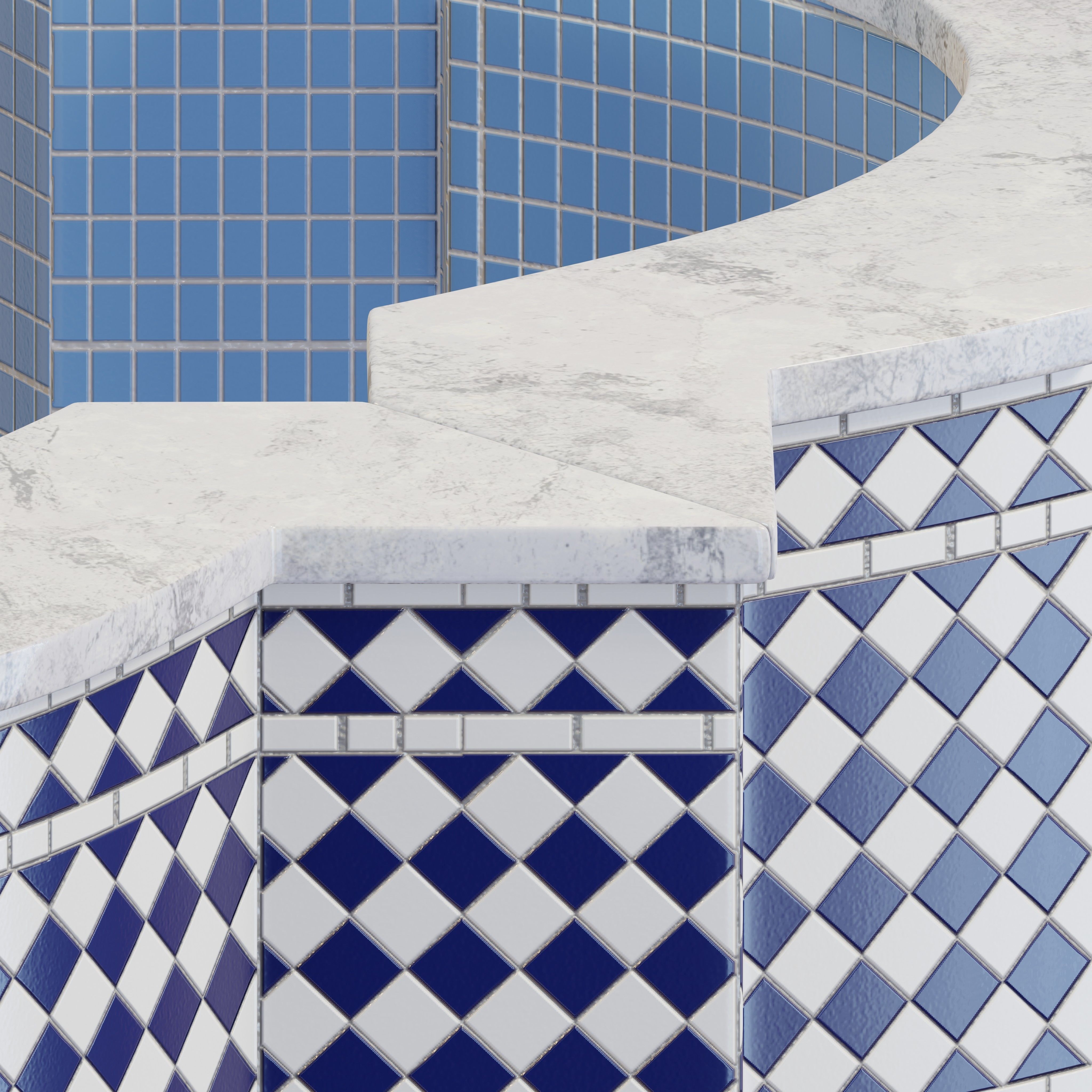 Quatrefoil mosaic fountain 3D model_3