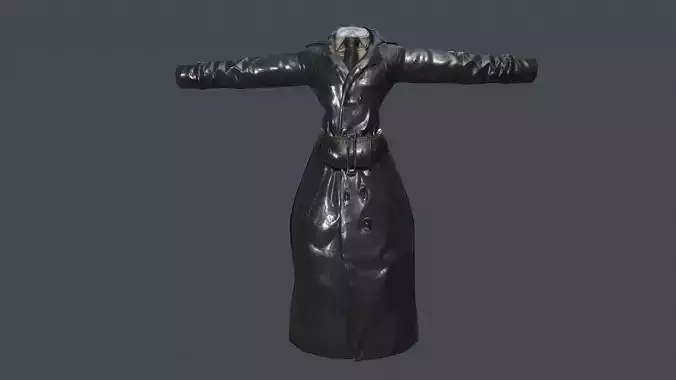 Long Leather Coat Closed Black