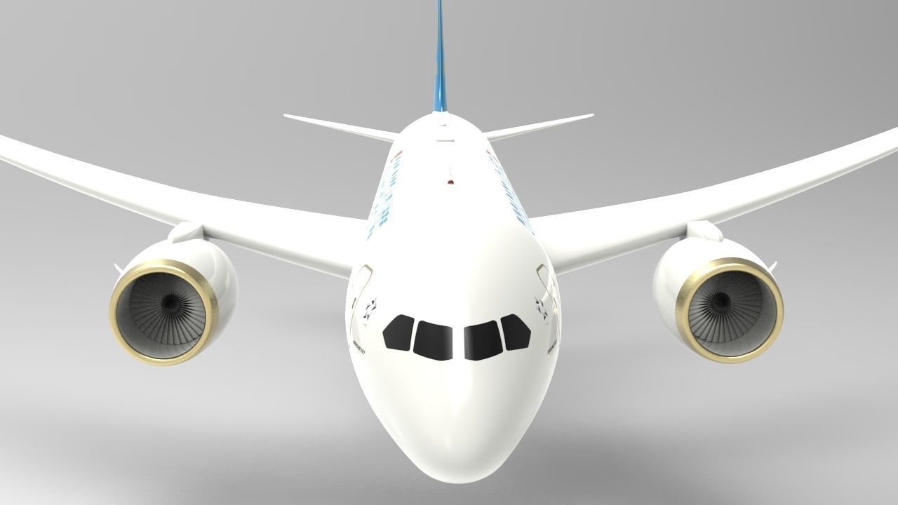 Airplane blue sky Low-poly 3D model_3