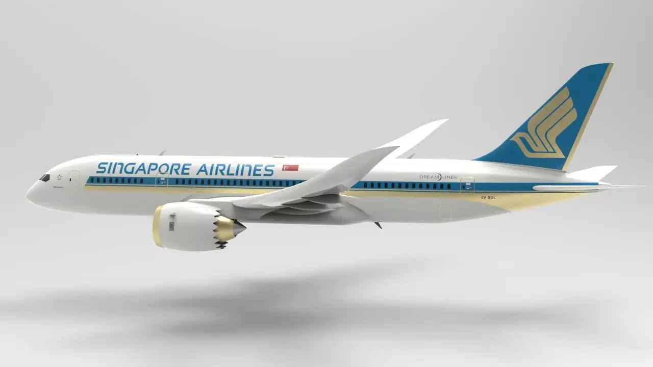 Airplane blue sky Low-poly 3D model_0