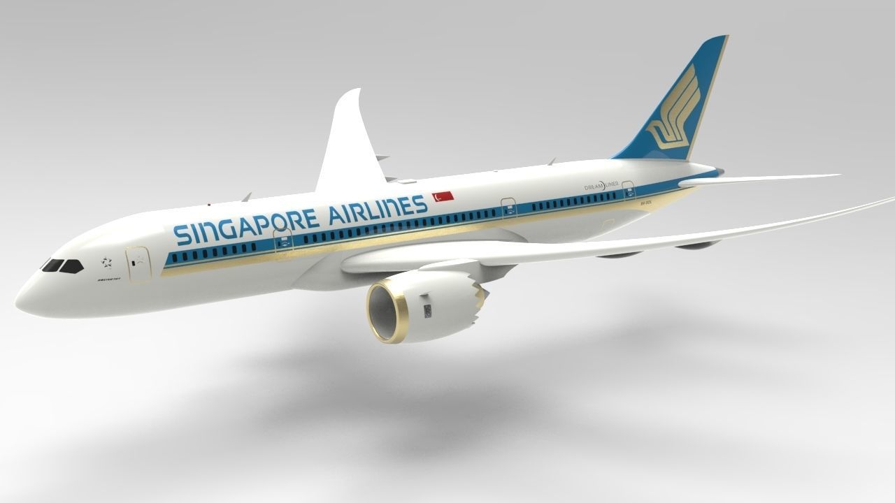 Airplane blue sky Low-poly 3D model_1