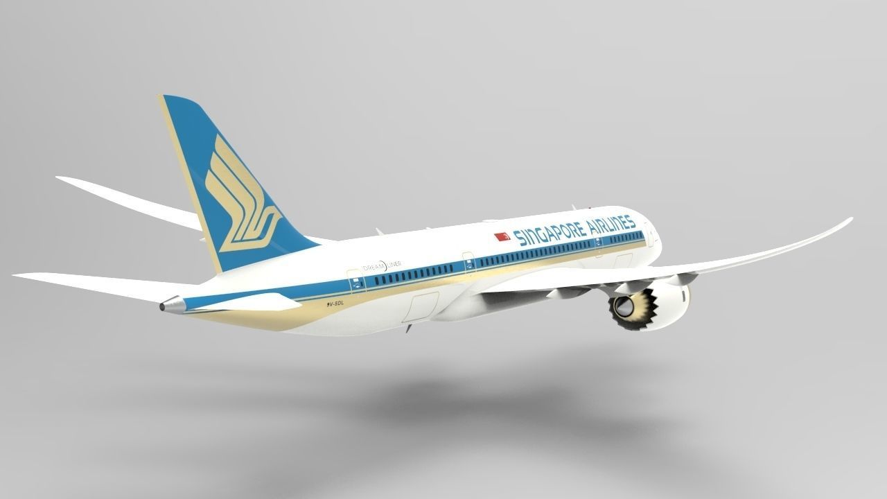 Airplane blue sky Low-poly 3D model_5