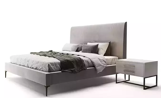 Andes Deco Upholstered Bed 3D model