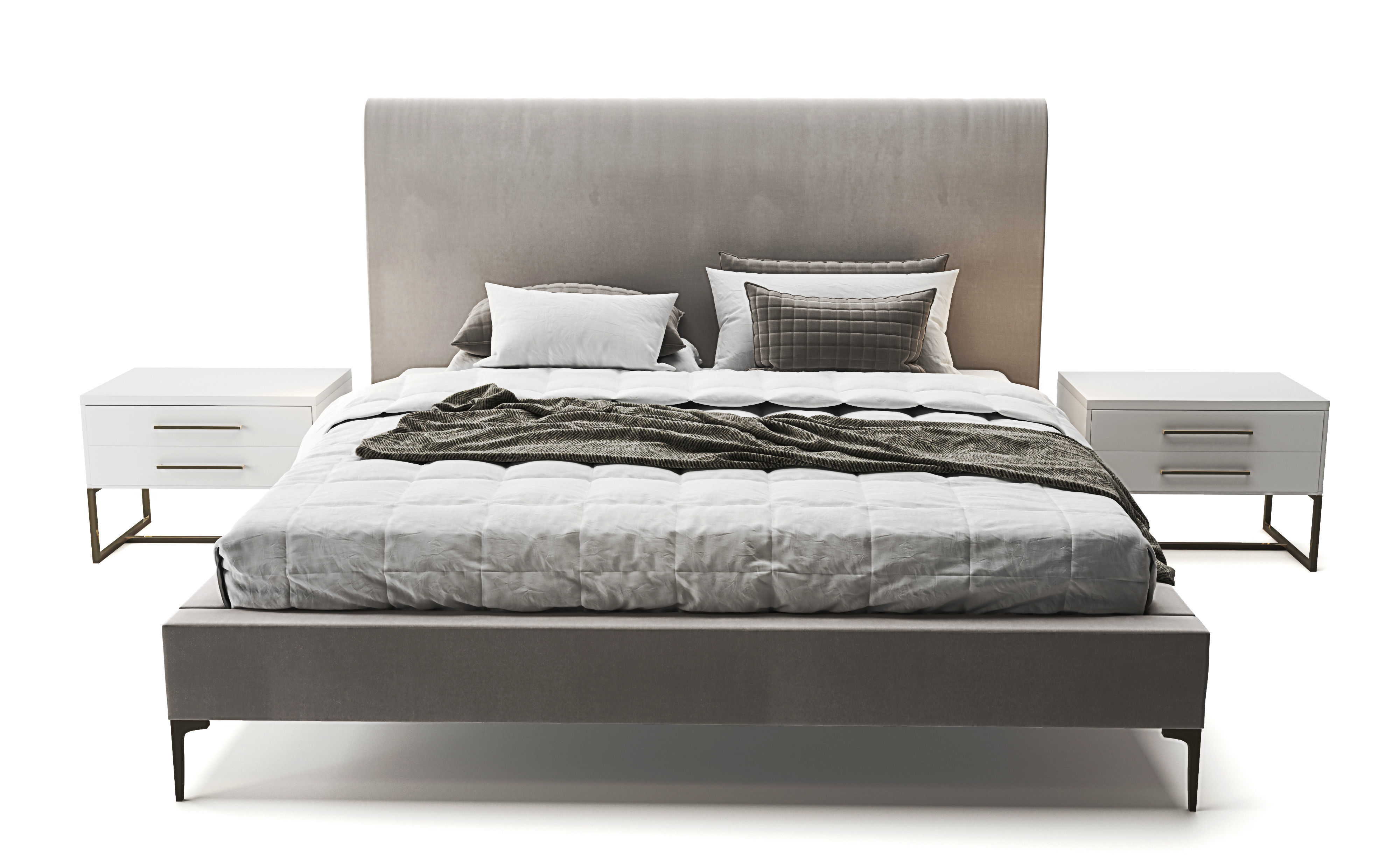 Andes Deco Upholstered Bed 3D model CGTrader