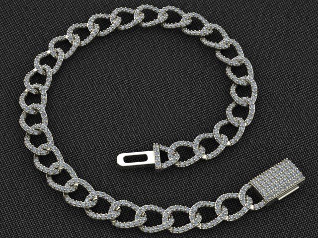 6 MM CUBAN LINK CHAIN 1 ROW DIAMOND FOR BRACELET OR NECKLACE 3D print model_2