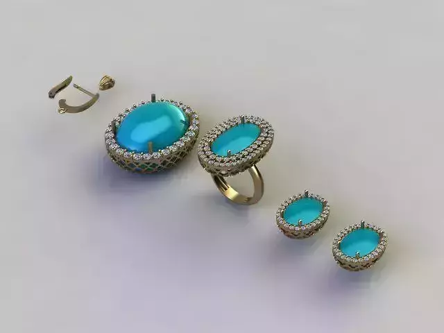 turquoise set and diamond ring