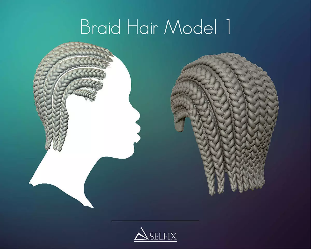 Braid Hairstyle 01 3D print model_0