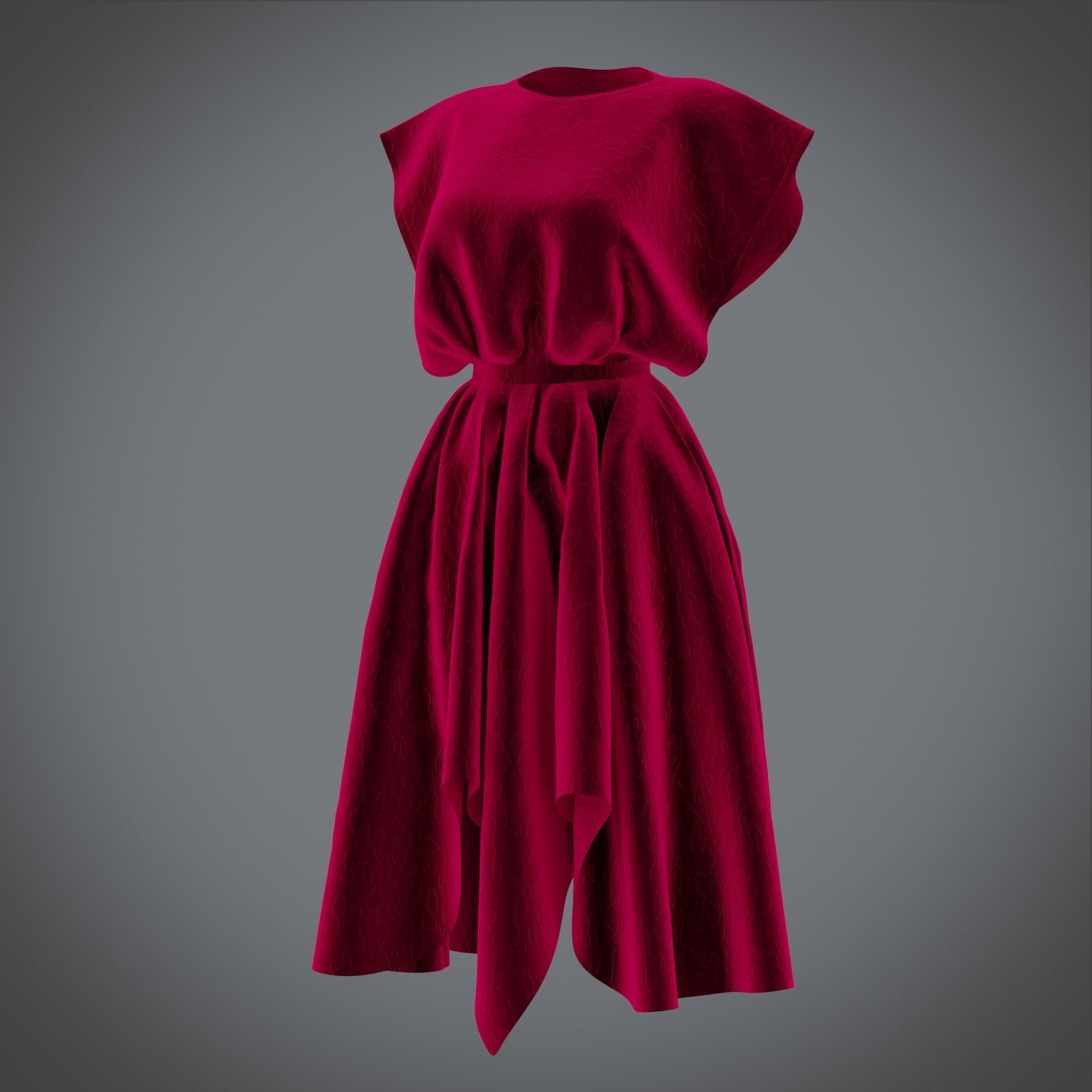 Vintage dress - Female outfit Low-poly 3D model_15
