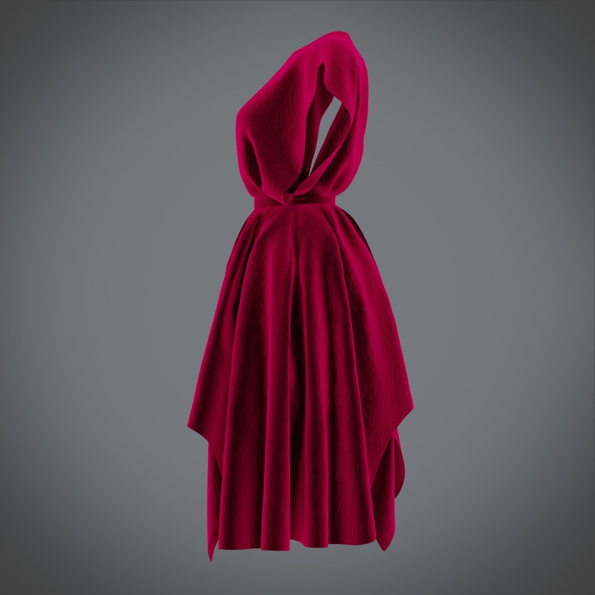 Vintage dress - Female outfit Low-poly 3D model_12
