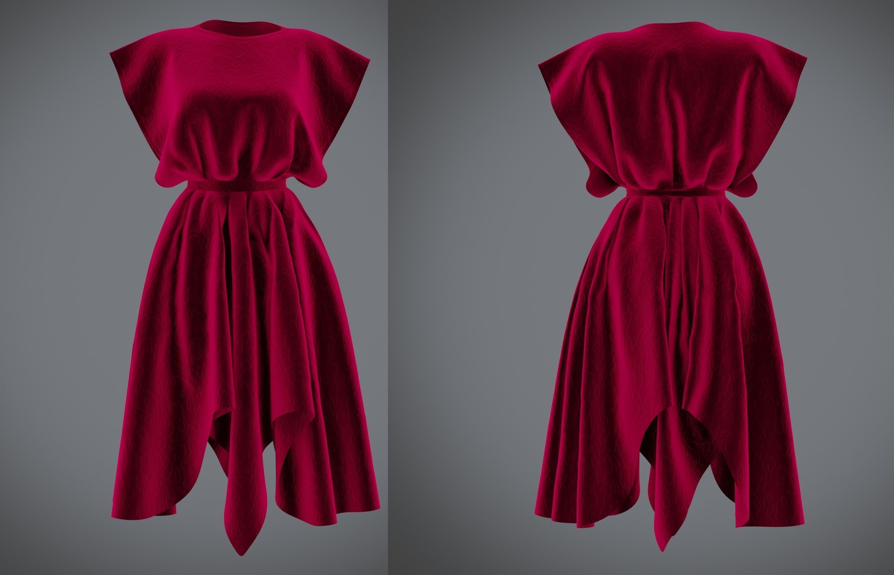 Vintage dress - Female outfit Low-poly 3D model_23