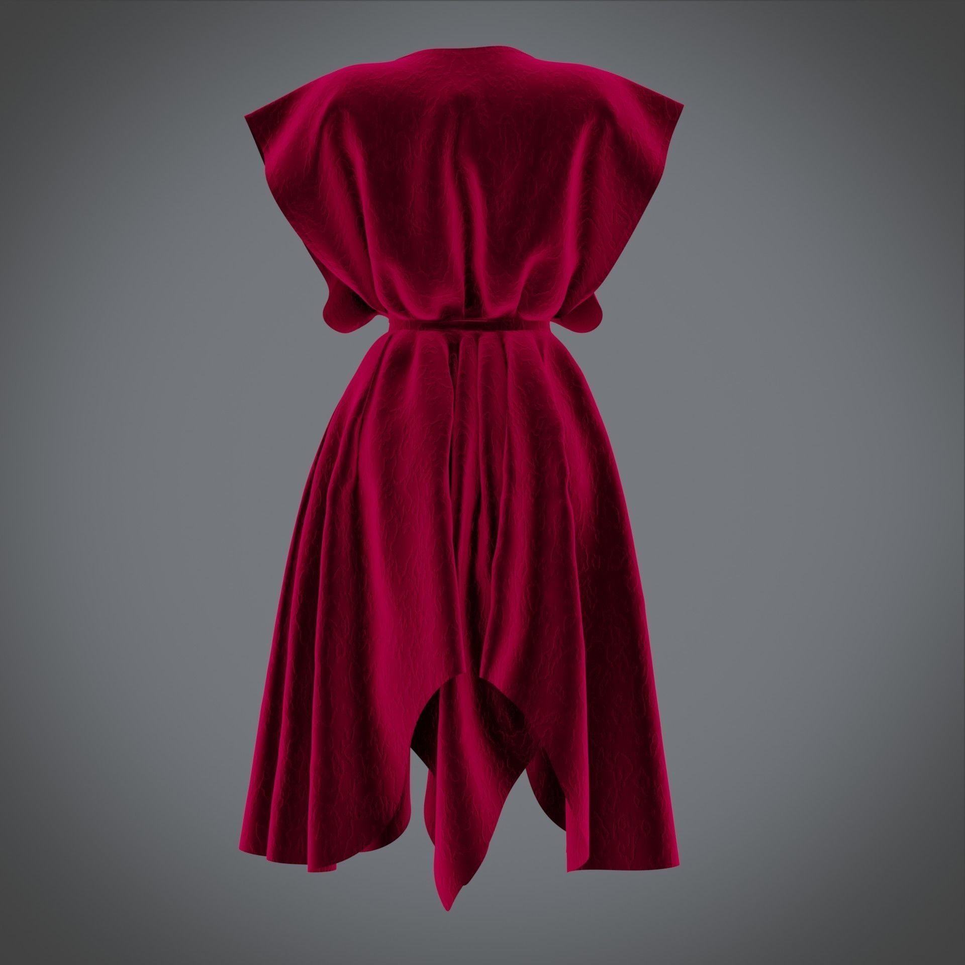 Vintage dress - Female outfit Low-poly 3D model_9