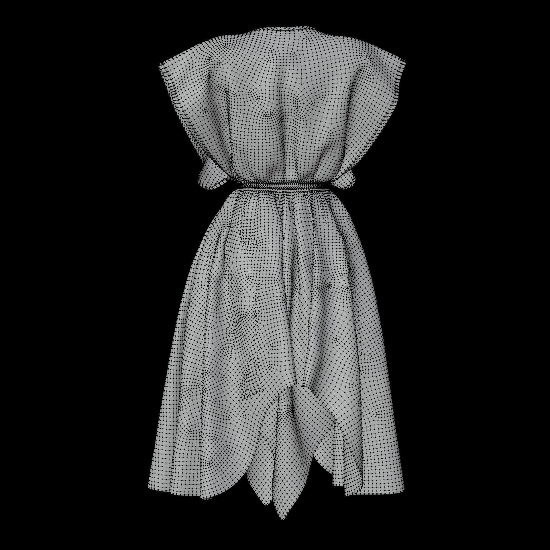 Vintage dress - Female outfit Low-poly 3D model_21