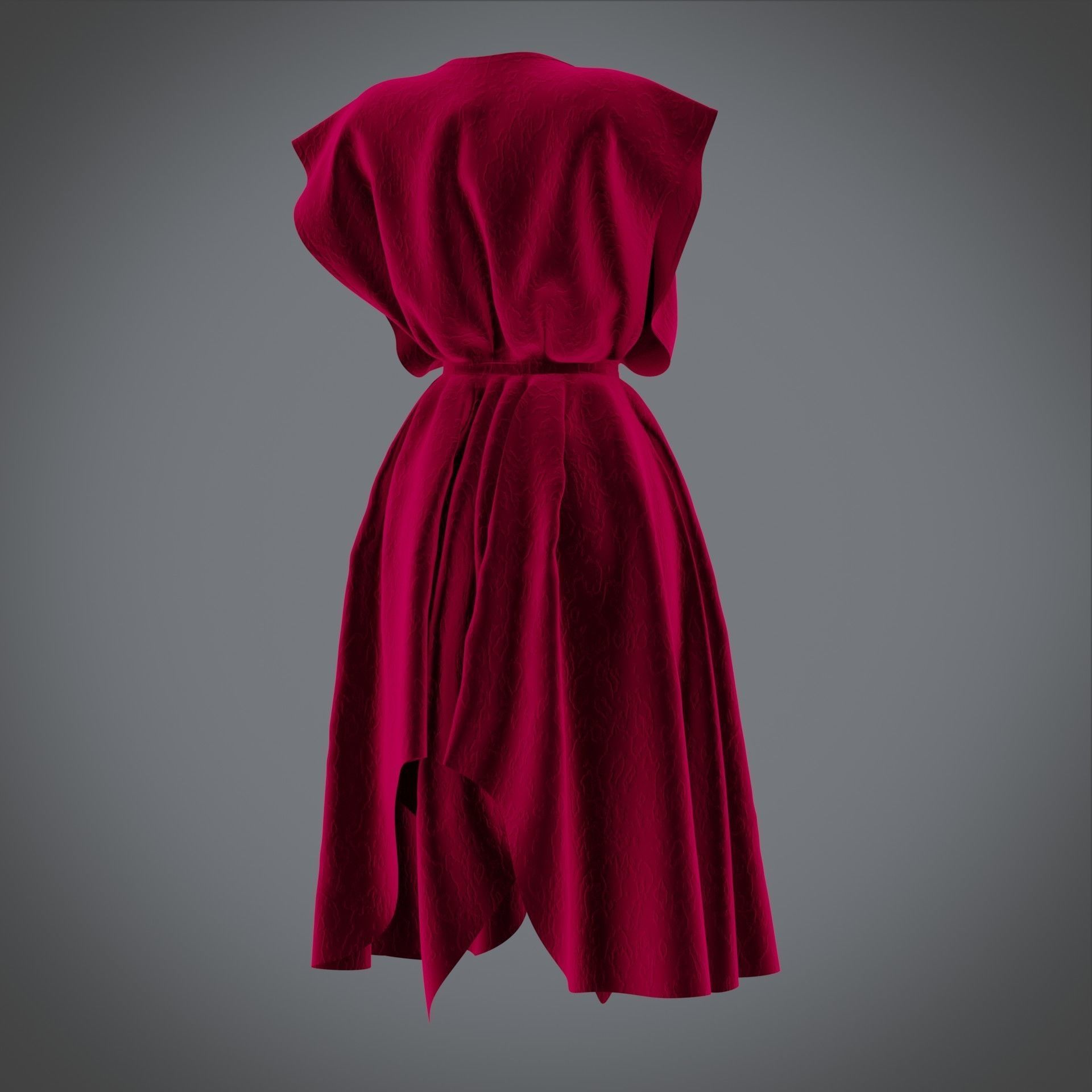 Vintage dress - Female outfit Low-poly 3D model_8