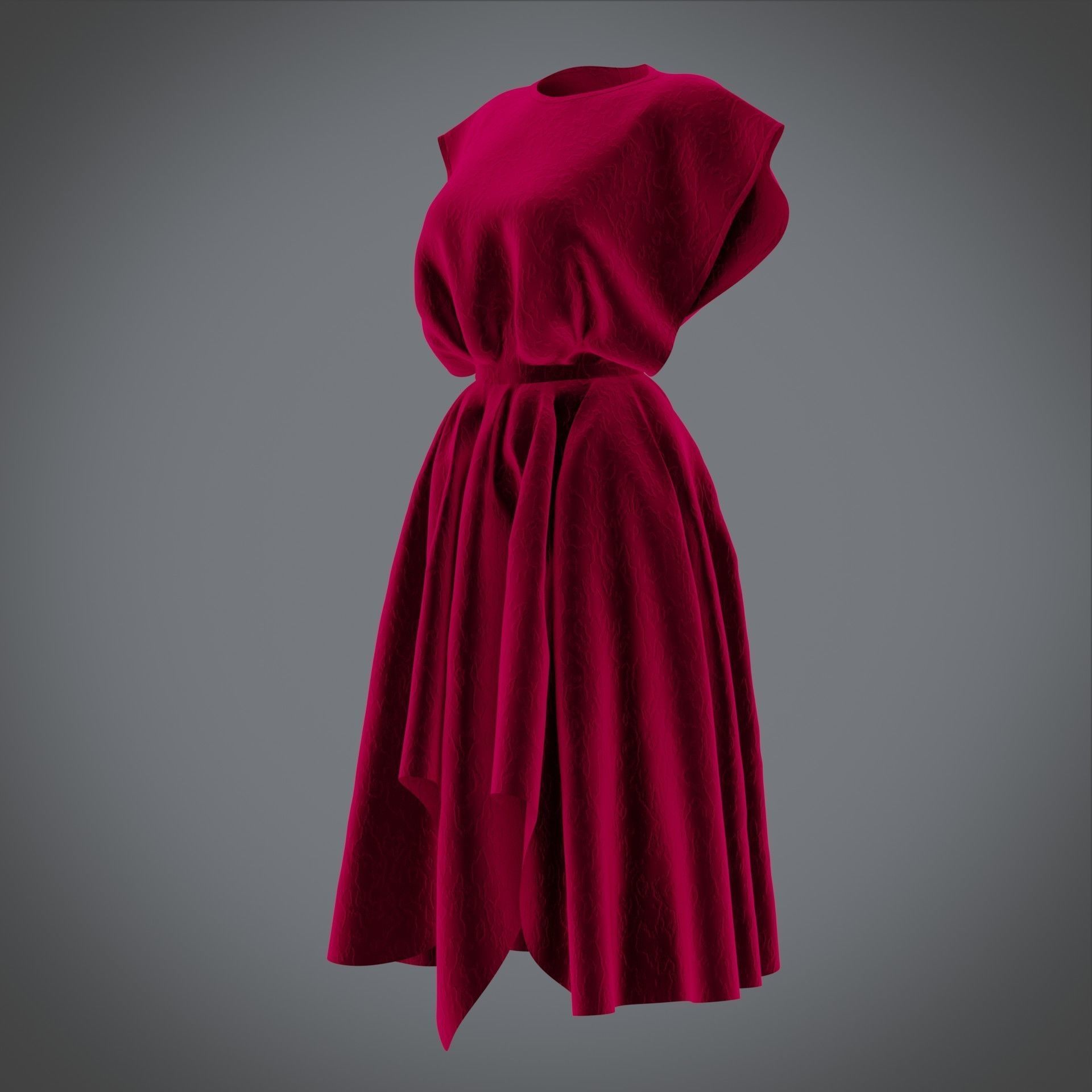 Vintage dress - Female outfit Low-poly 3D model_14