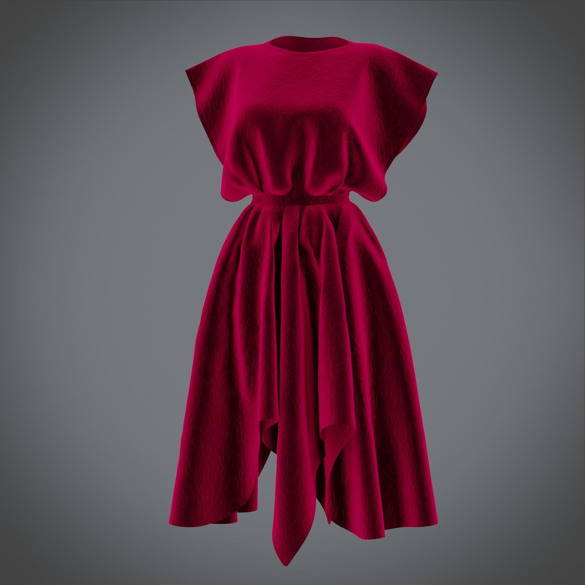 Vintage dress - Female outfit Low-poly 3D model_16