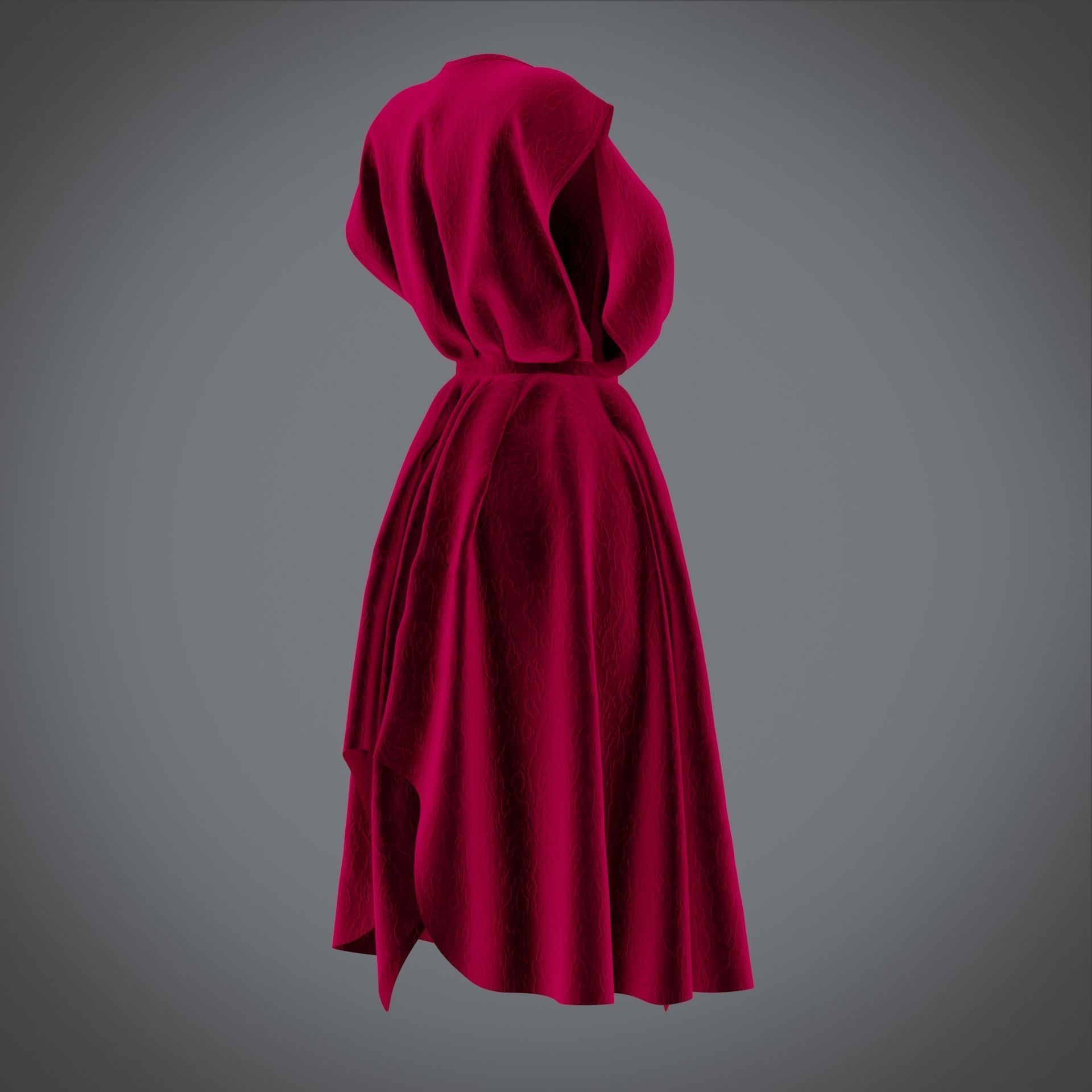 Vintage dress - Female outfit Low-poly 3D model_7