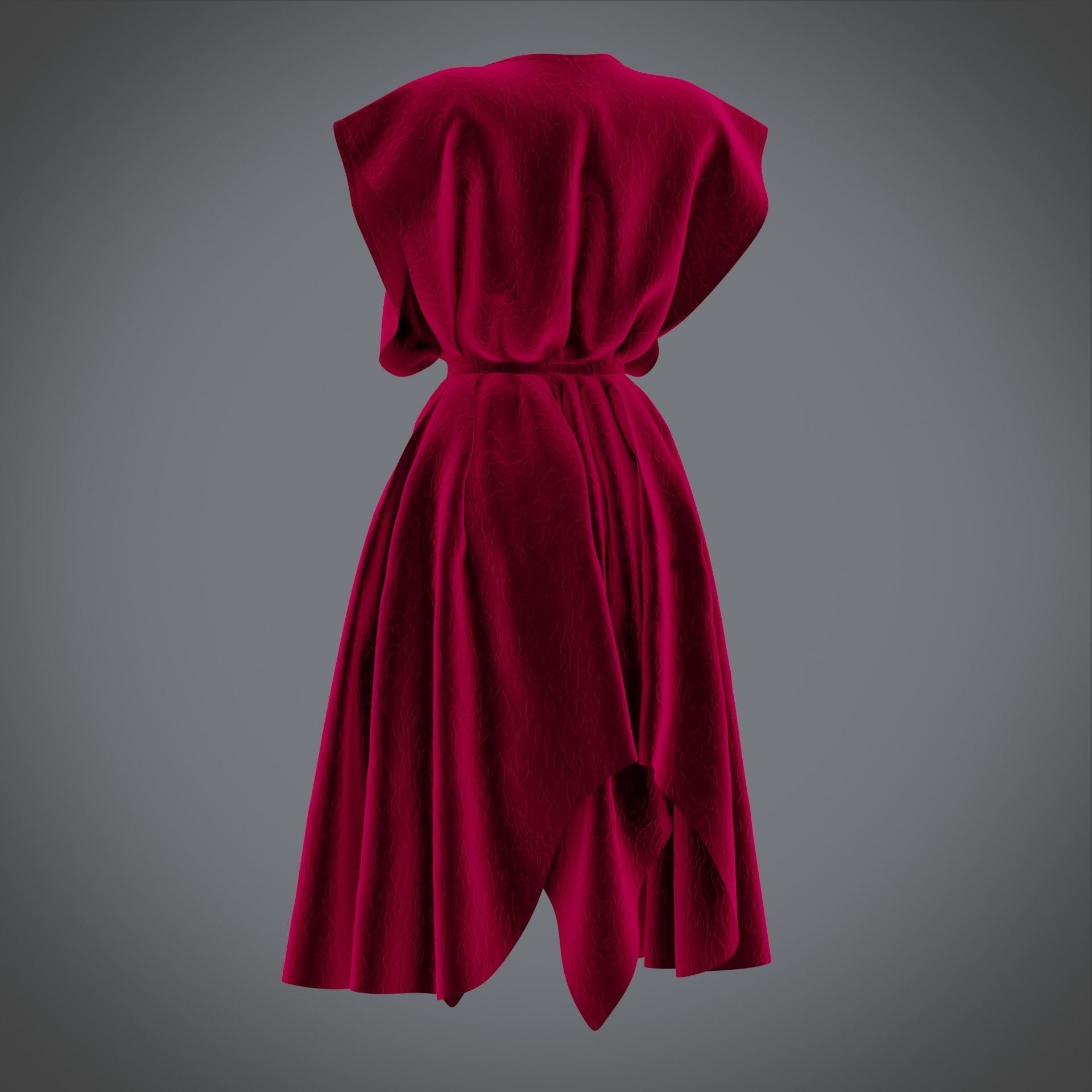 Vintage dress - Female outfit Low-poly 3D model_10