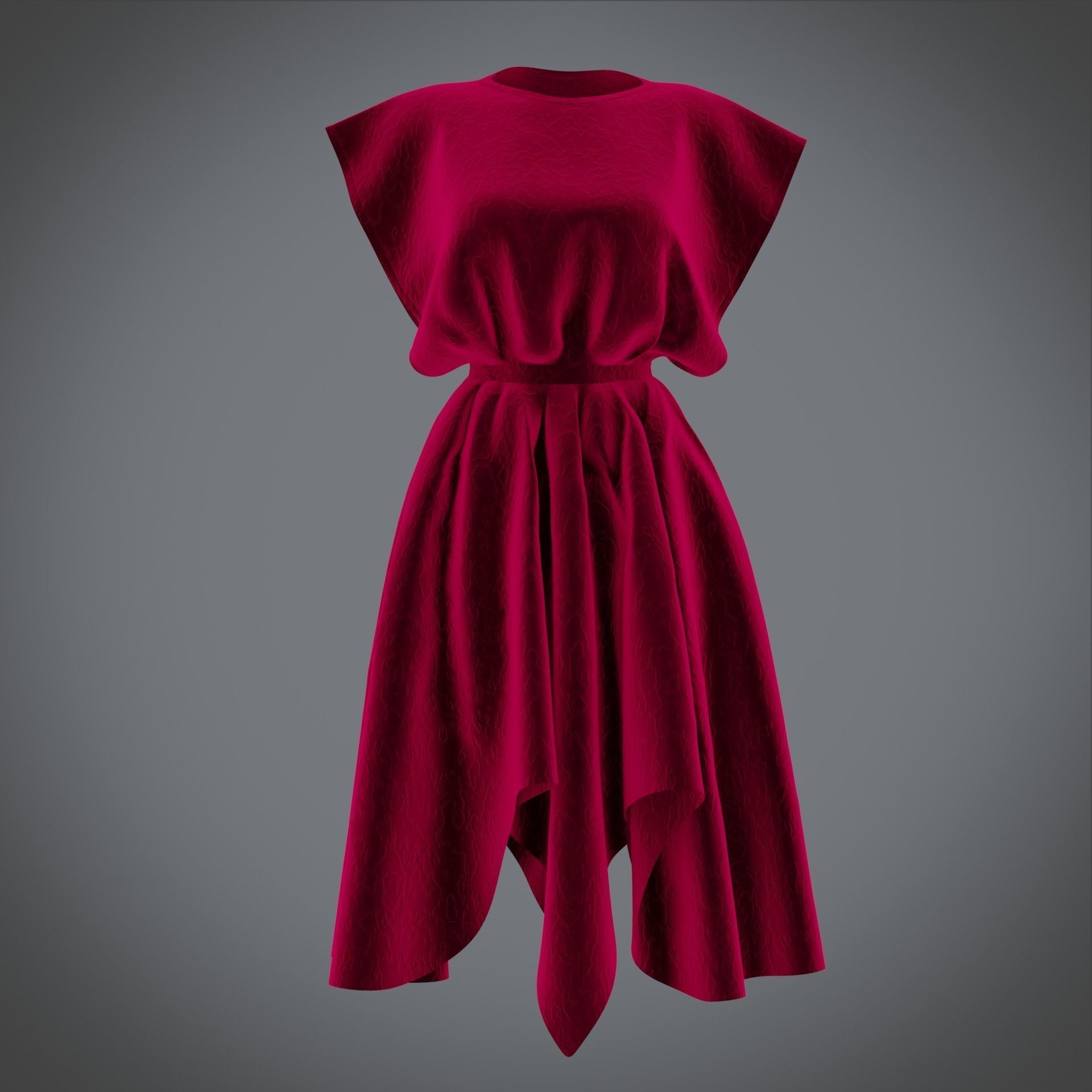 Vintage dress - Female outfit Low-poly 3D model_18