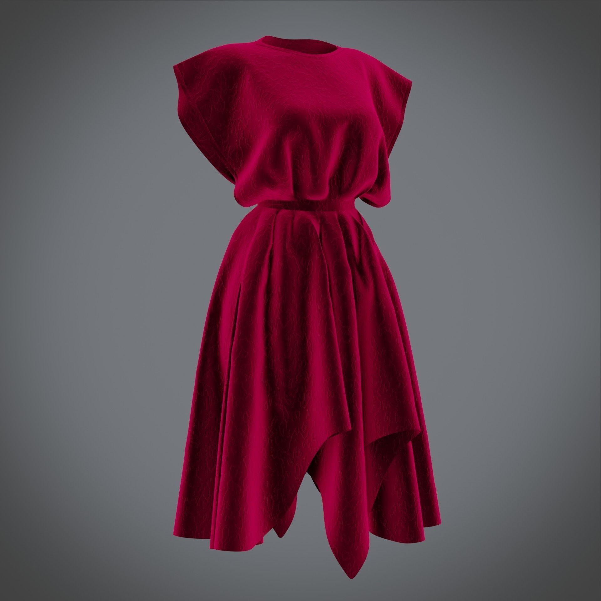 Vintage dress - Female outfit Low-poly 3D model_3