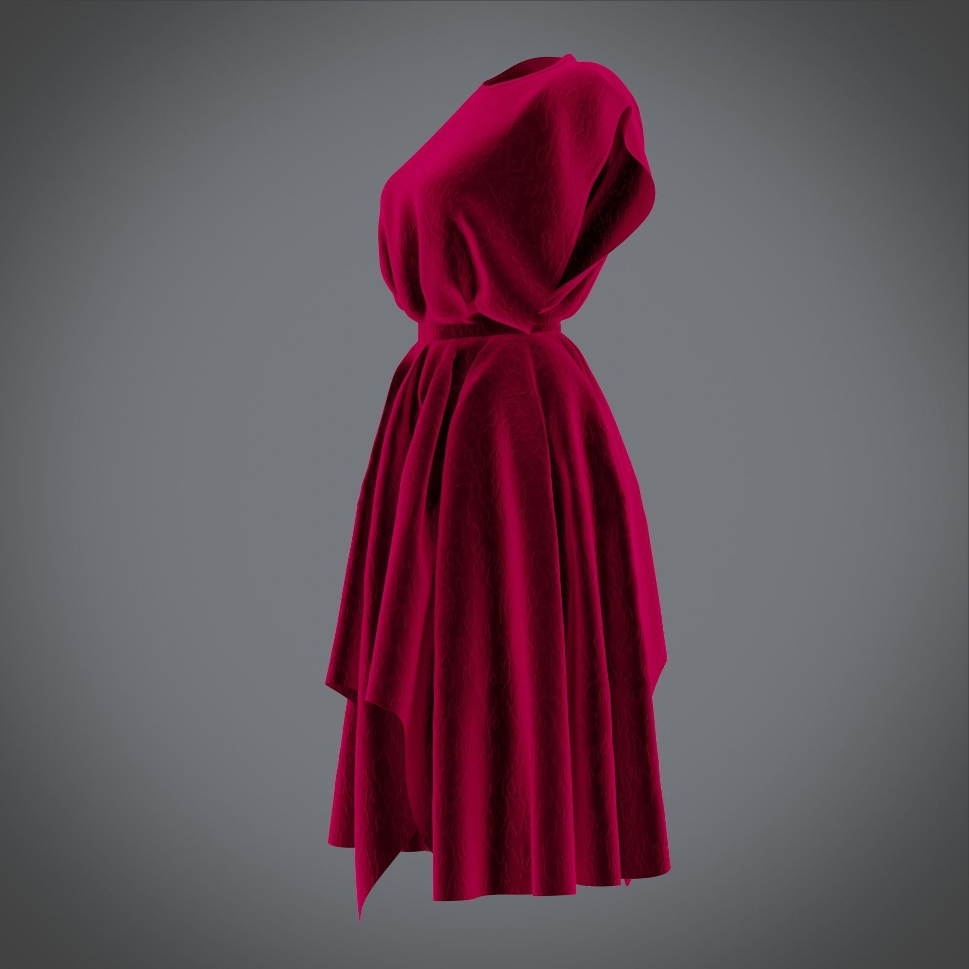 Vintage dress - Female outfit Low-poly 3D model_13