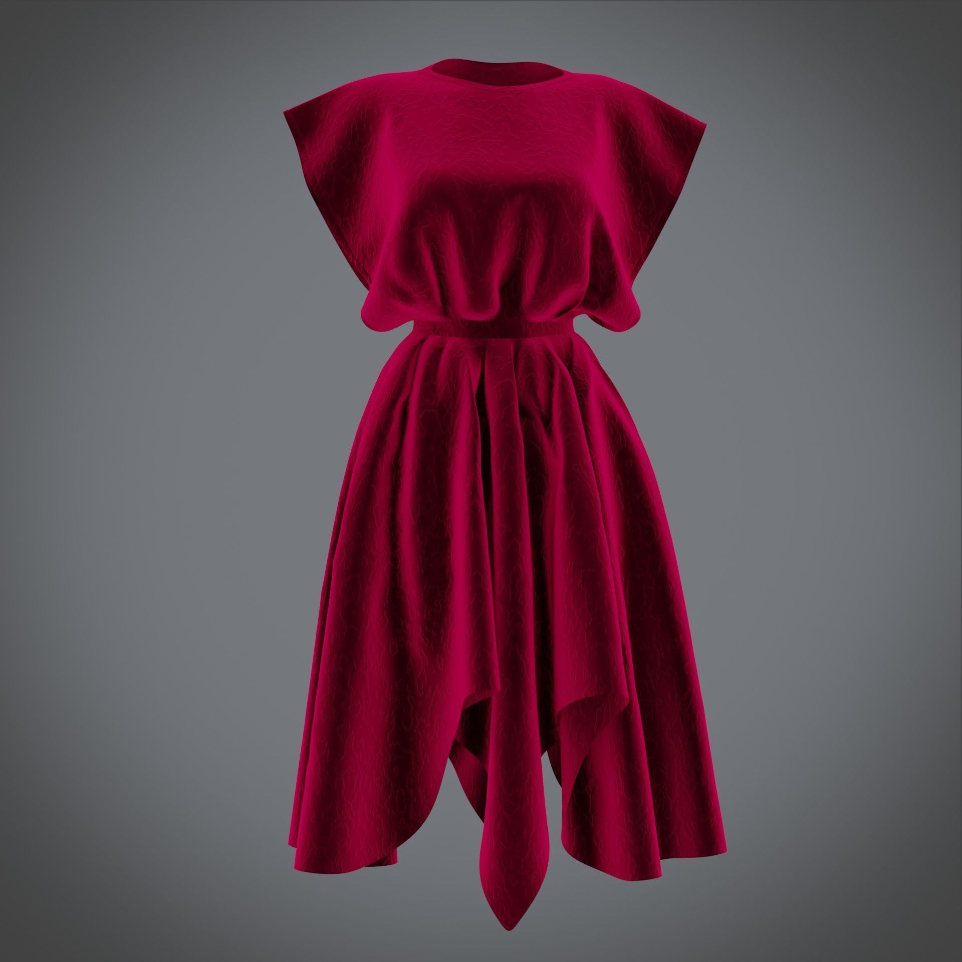 Vintage dress - Female outfit Low-poly 3D model_1