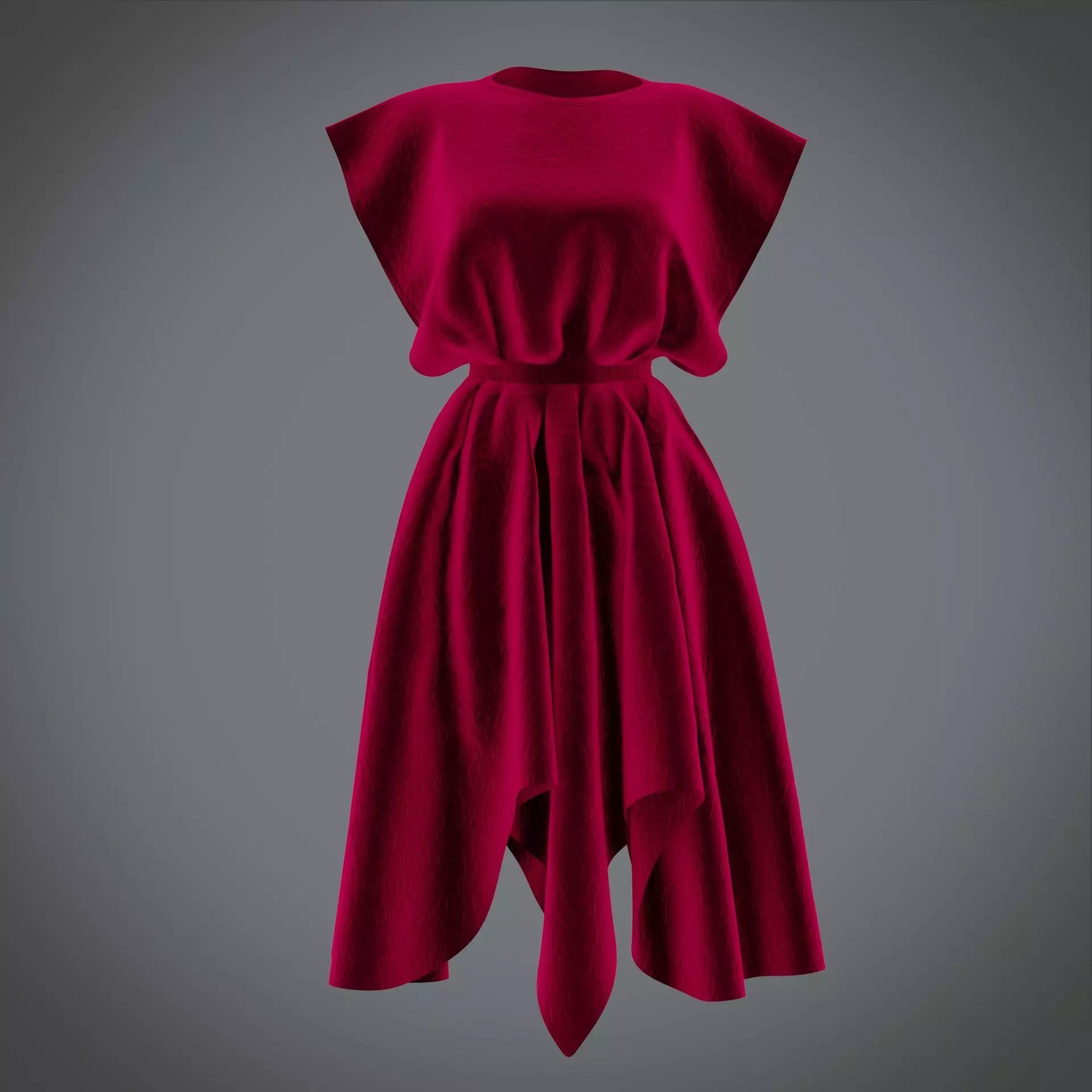 Vintage dress - Female outfit Low-poly 3D model_0