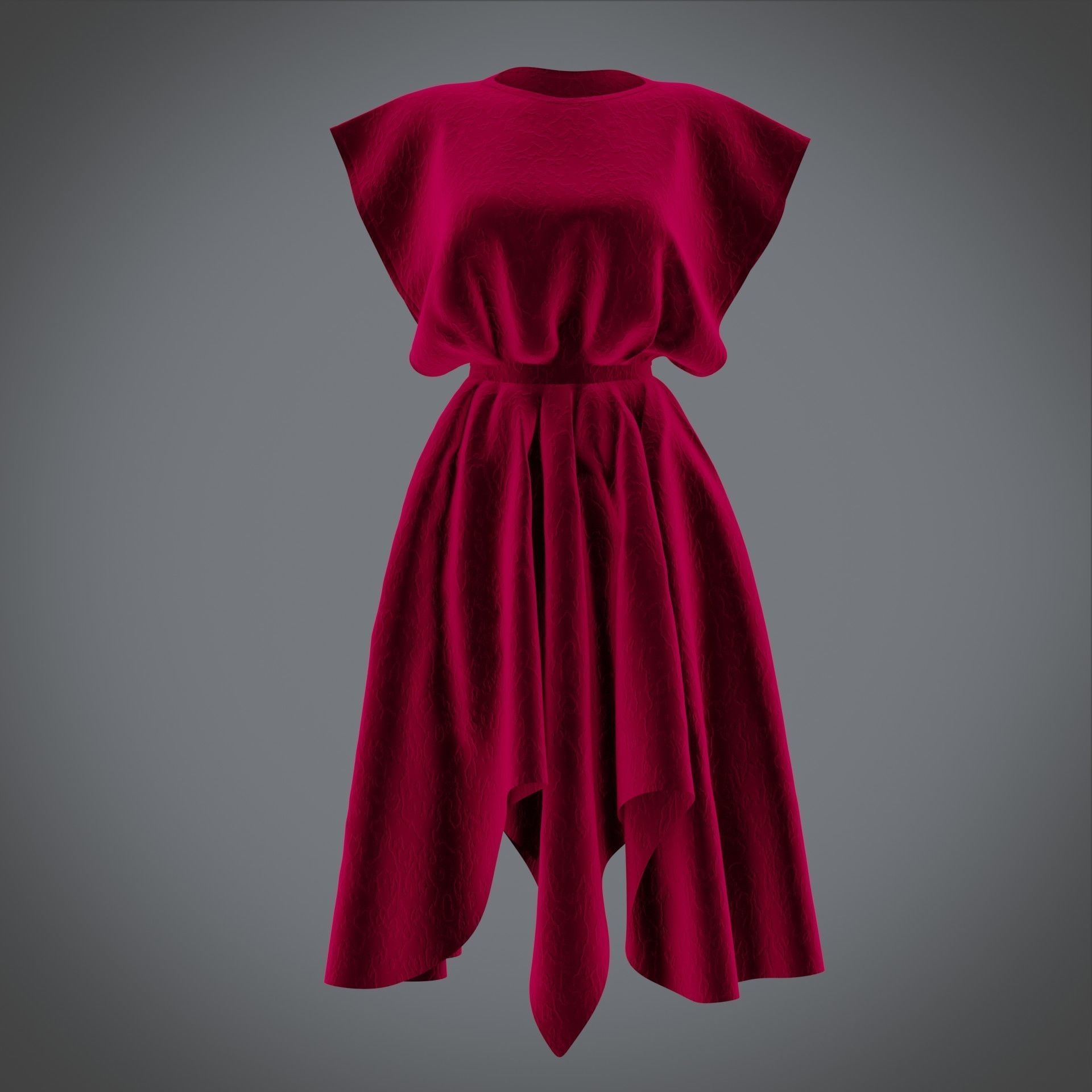 Vintage dress - Female outfit Low-poly 3D model_17