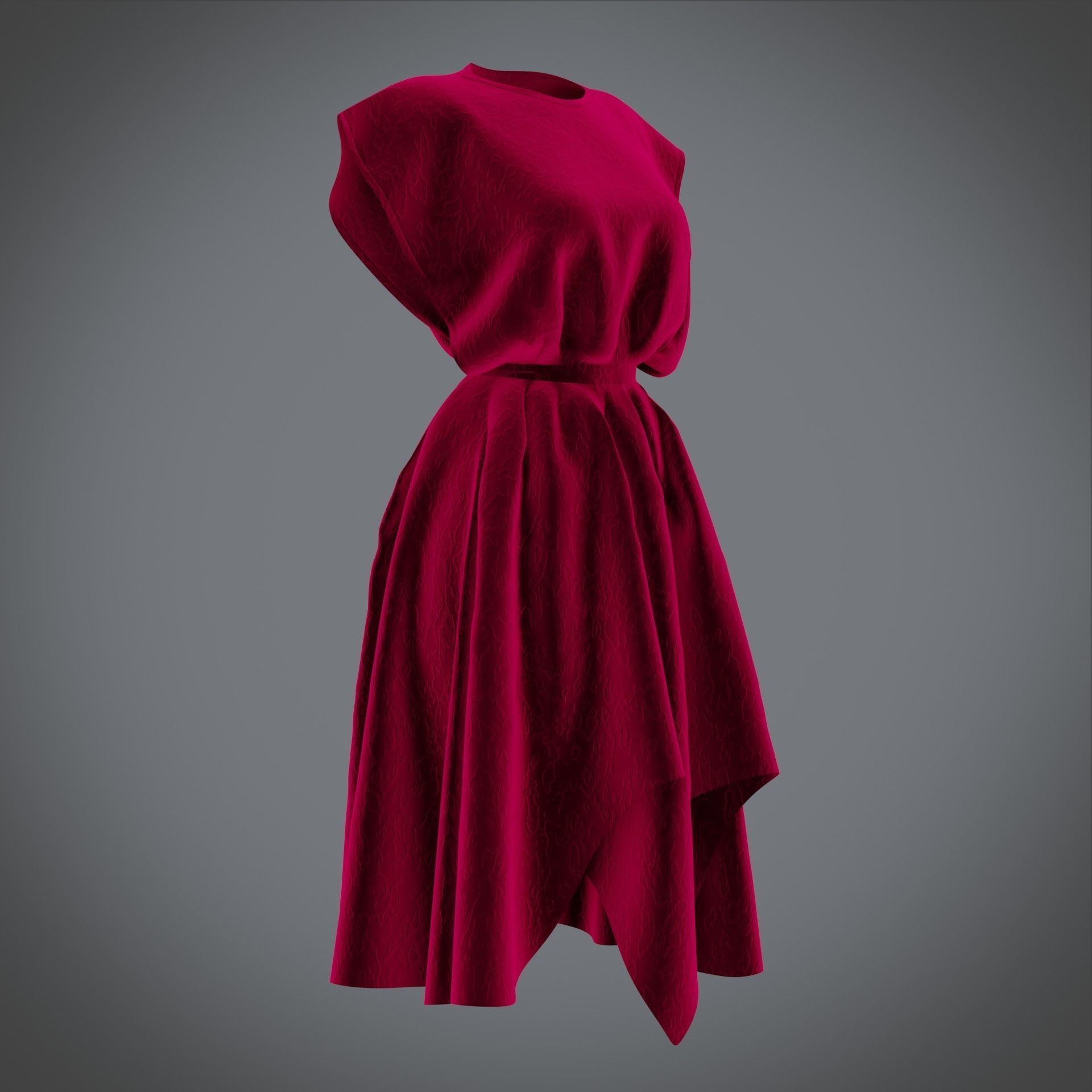 Vintage dress - Female outfit Low-poly 3D model_4