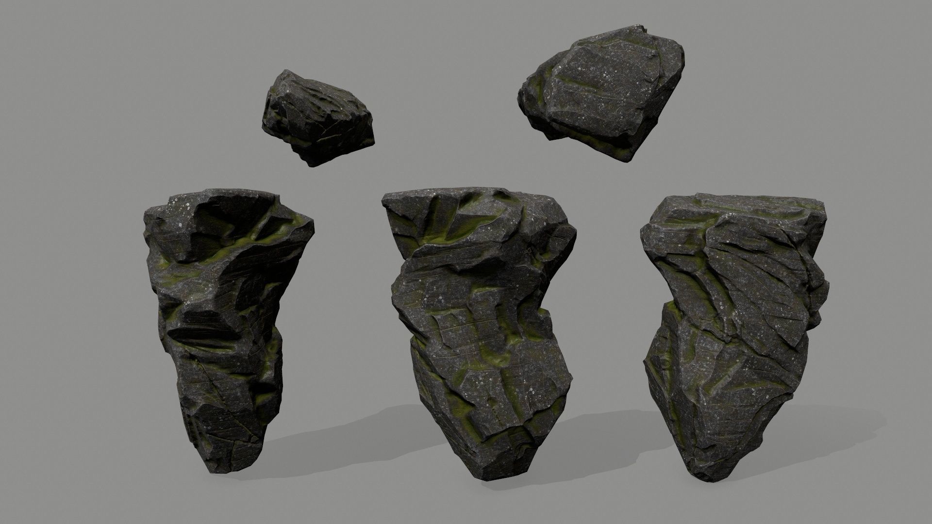 cliff rock set  Low-poly 3D model_8