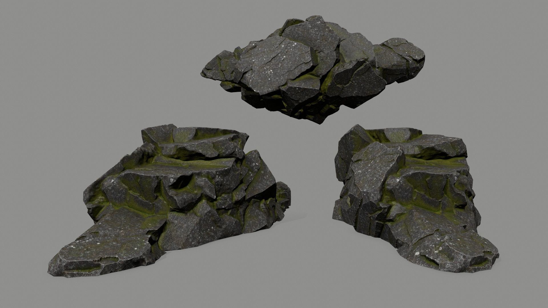 cliff rock set  Low-poly 3D model_3