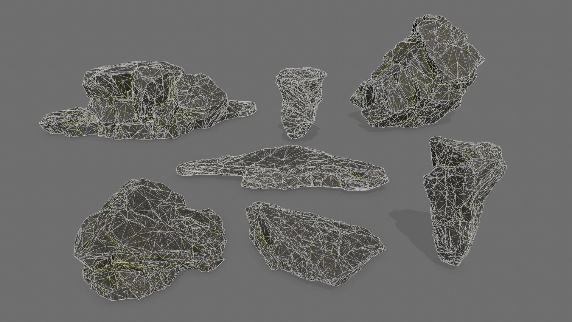 cliff rock set  Low-poly 3D model_17