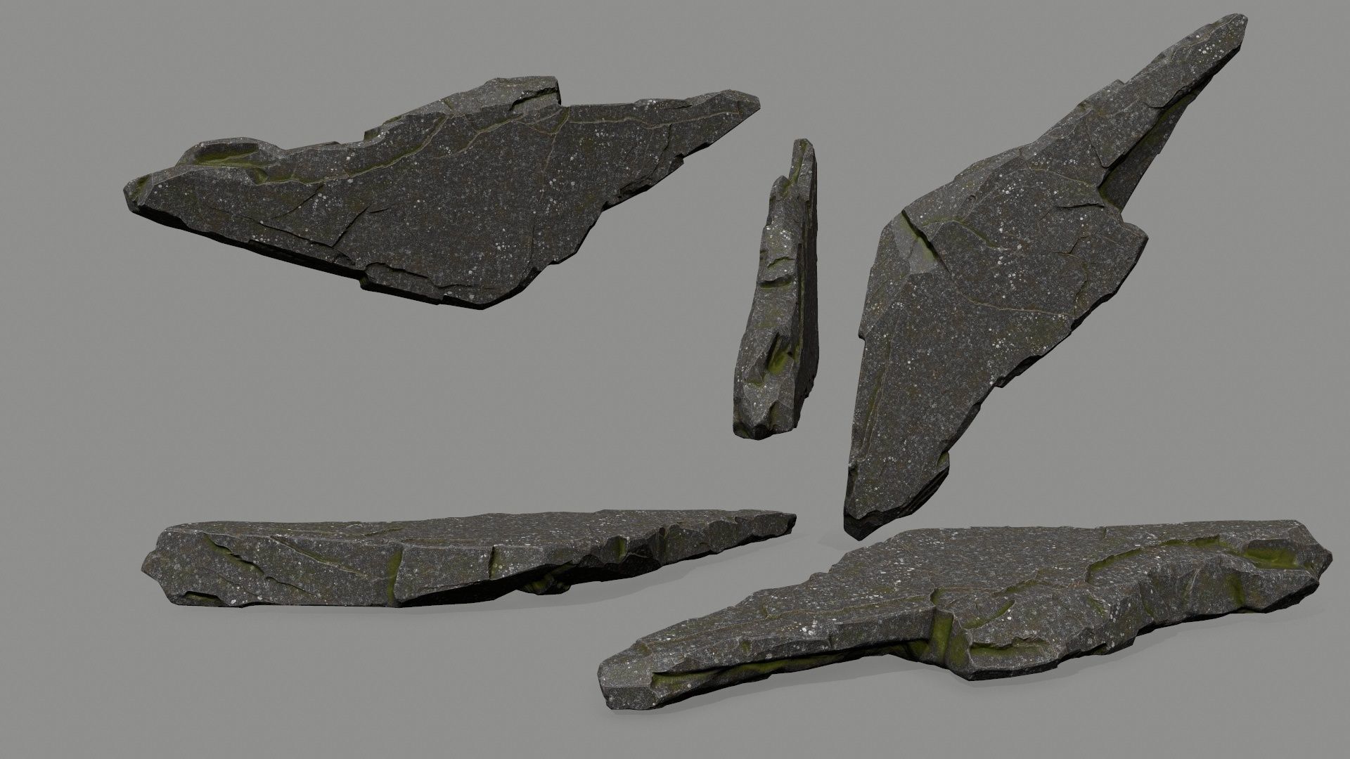 cliff rock set  Low-poly 3D model_4