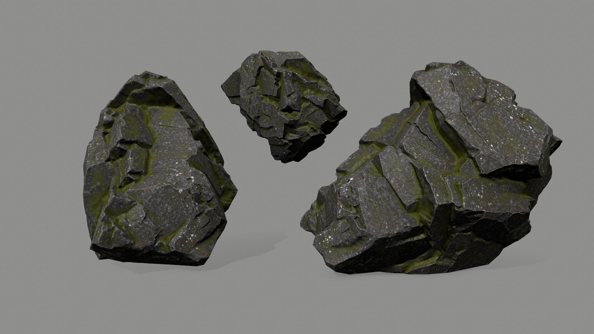 cliff rock set  Low-poly 3D model_5