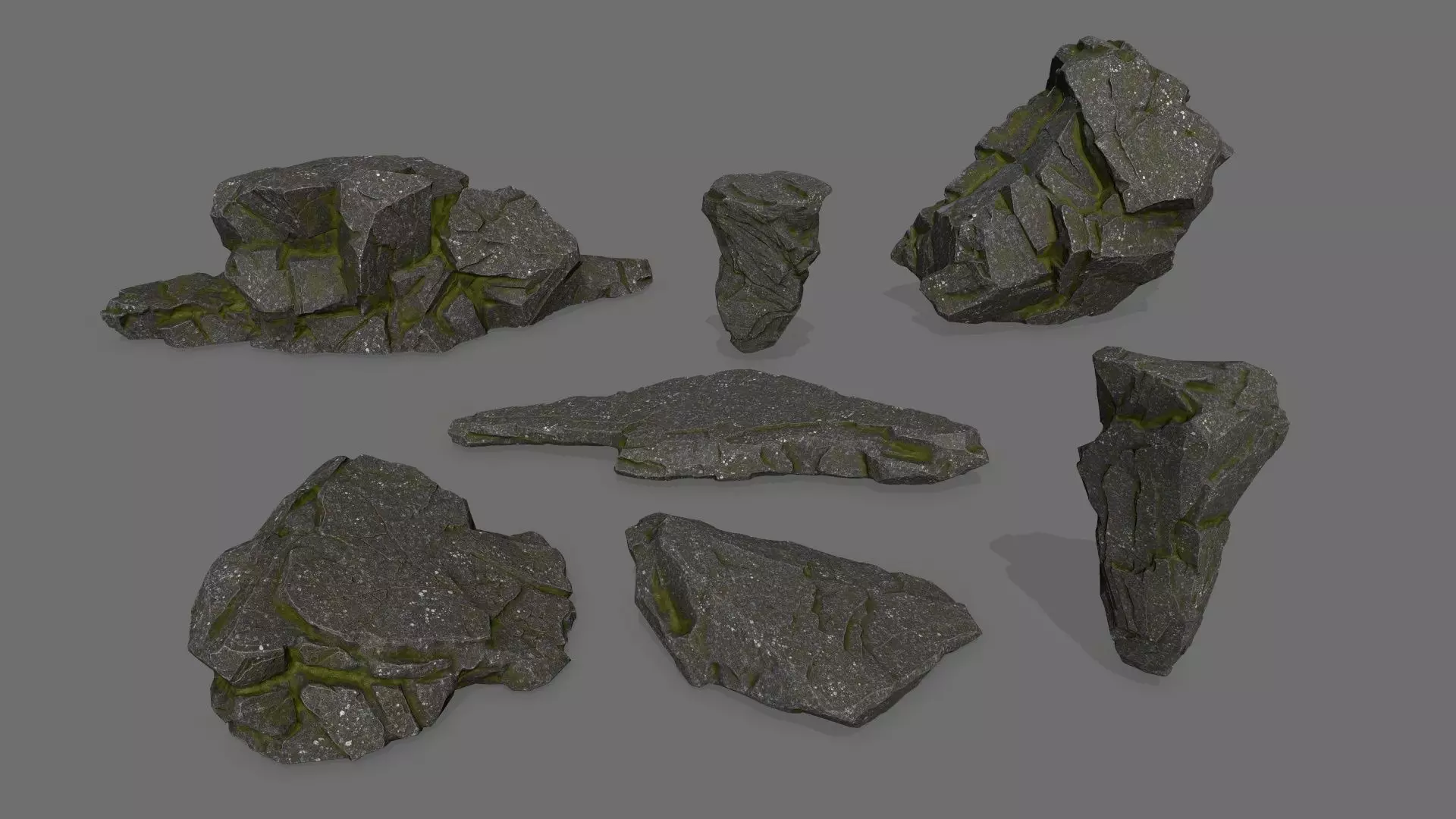 cliff rock set  Low-poly 3D model_0