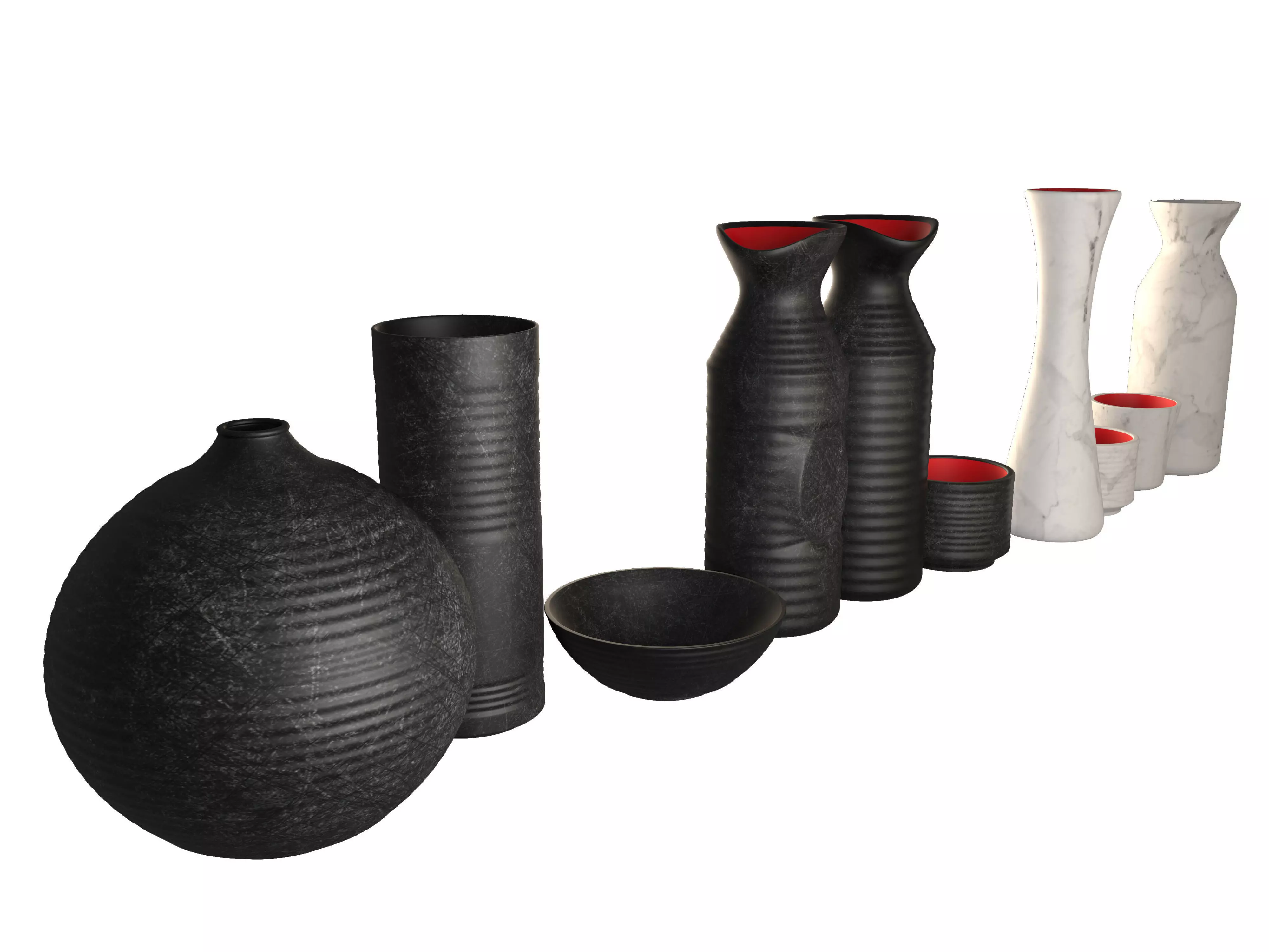 Sake set japanese 3D model_0