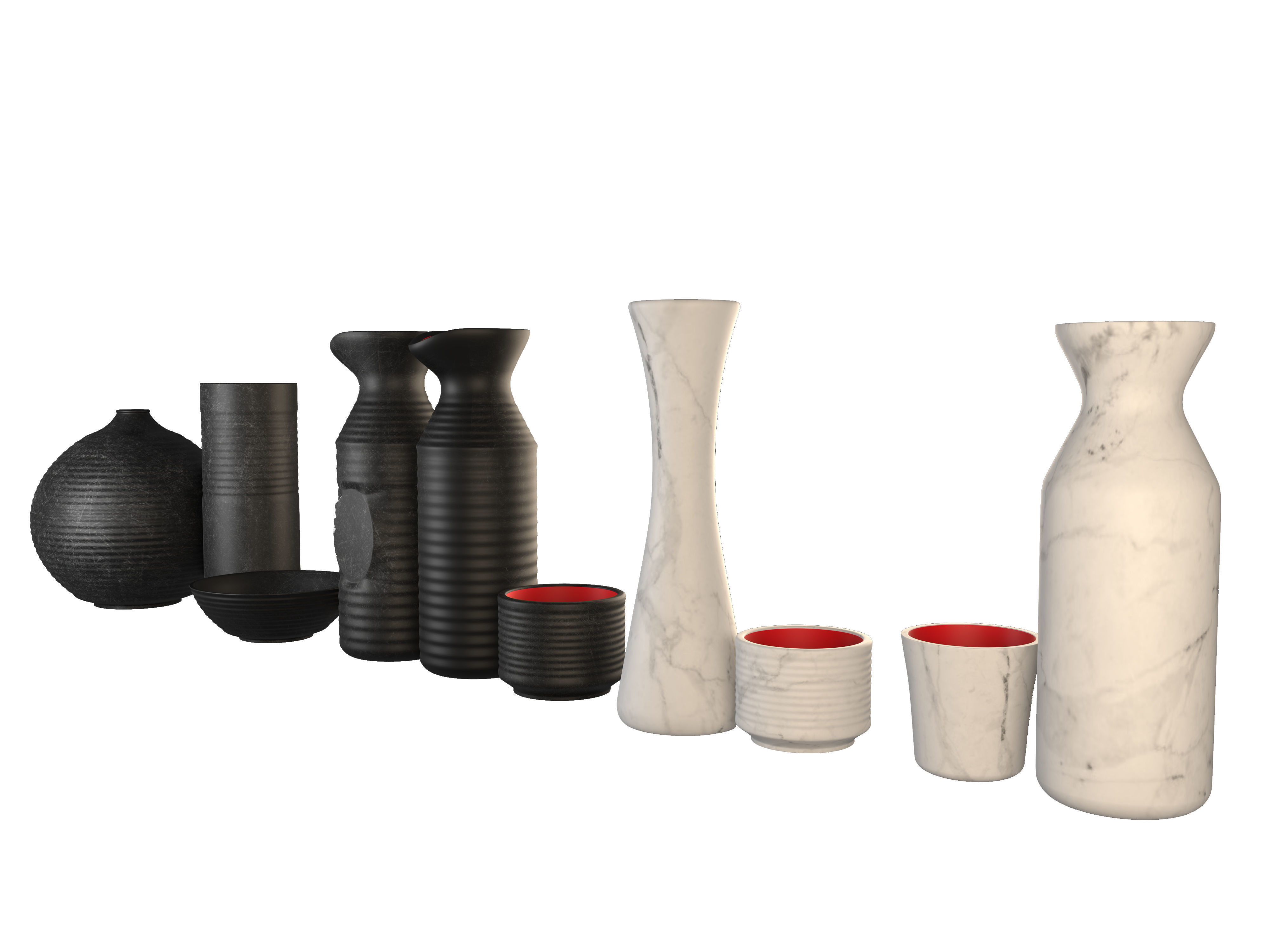 Sake set japanese 3D model_1