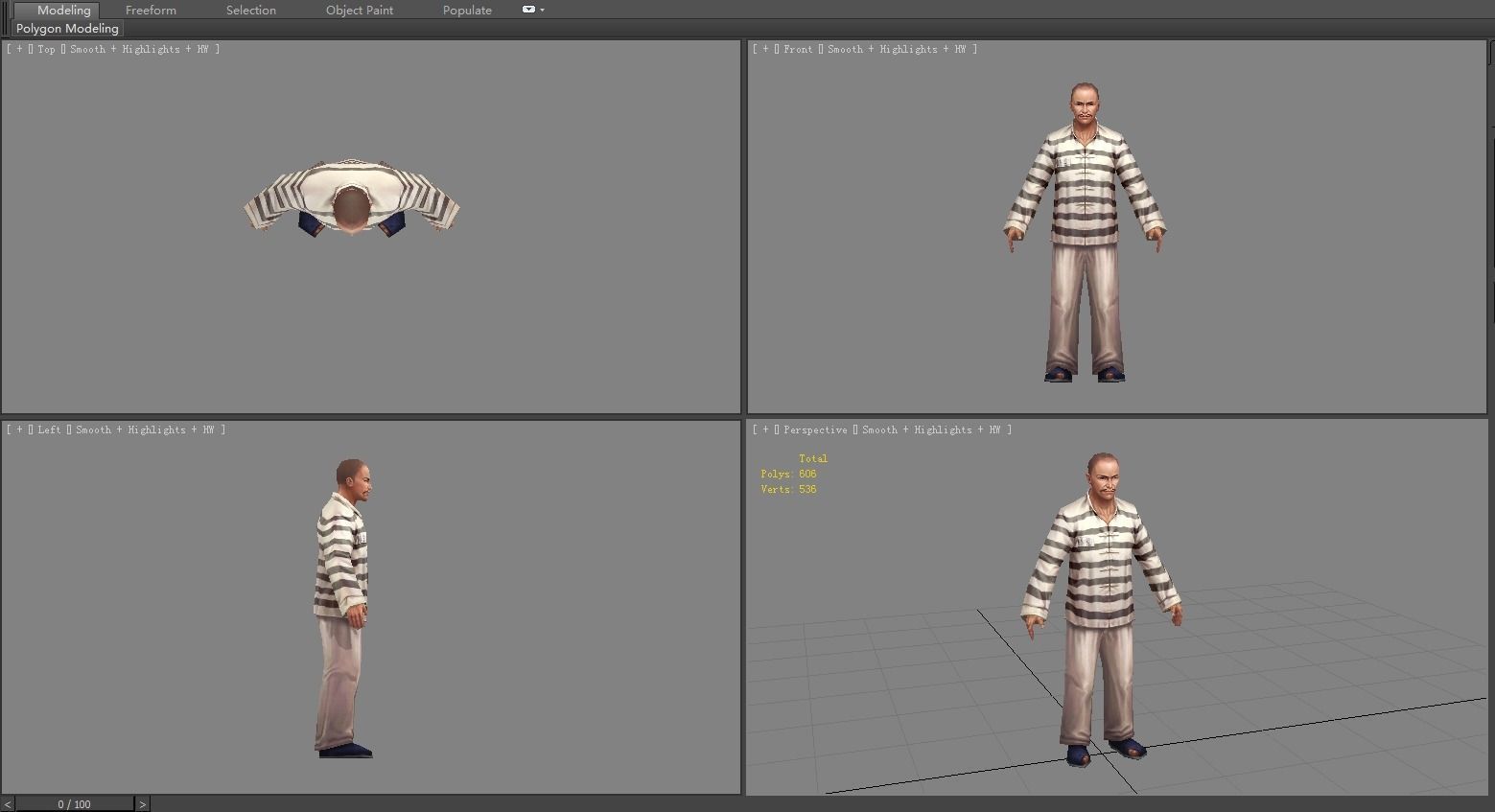 The criminal man in prison clothes Low-poly 3D model_4