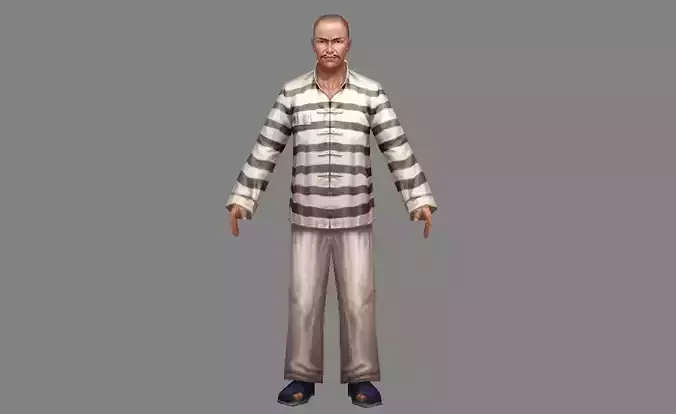 The criminal man in prison clothes Low-poly 3D model