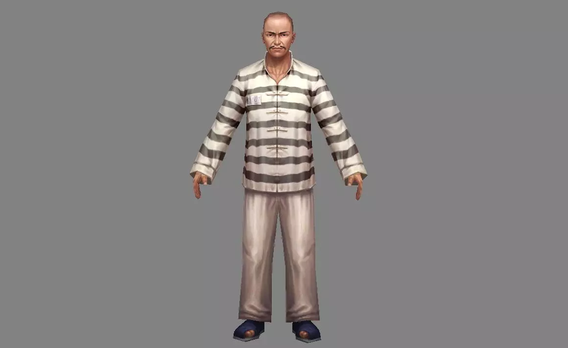 The criminal man in prison clothes Low-poly 3D model_0