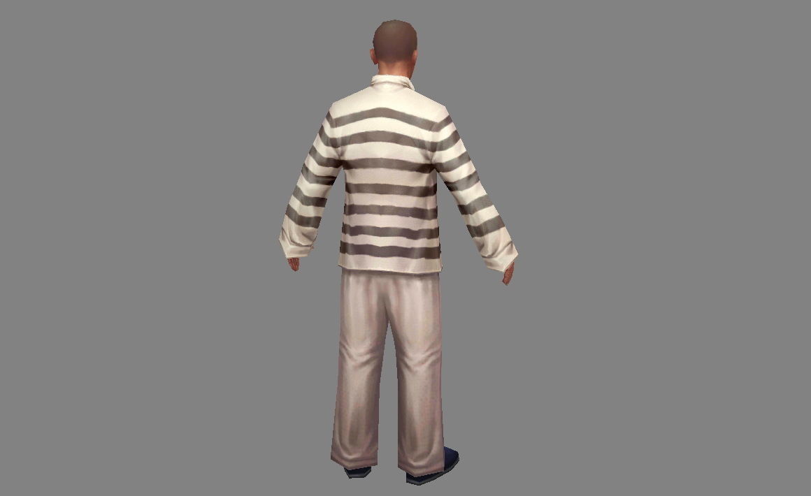 The criminal man in prison clothes Low-poly 3D model_2