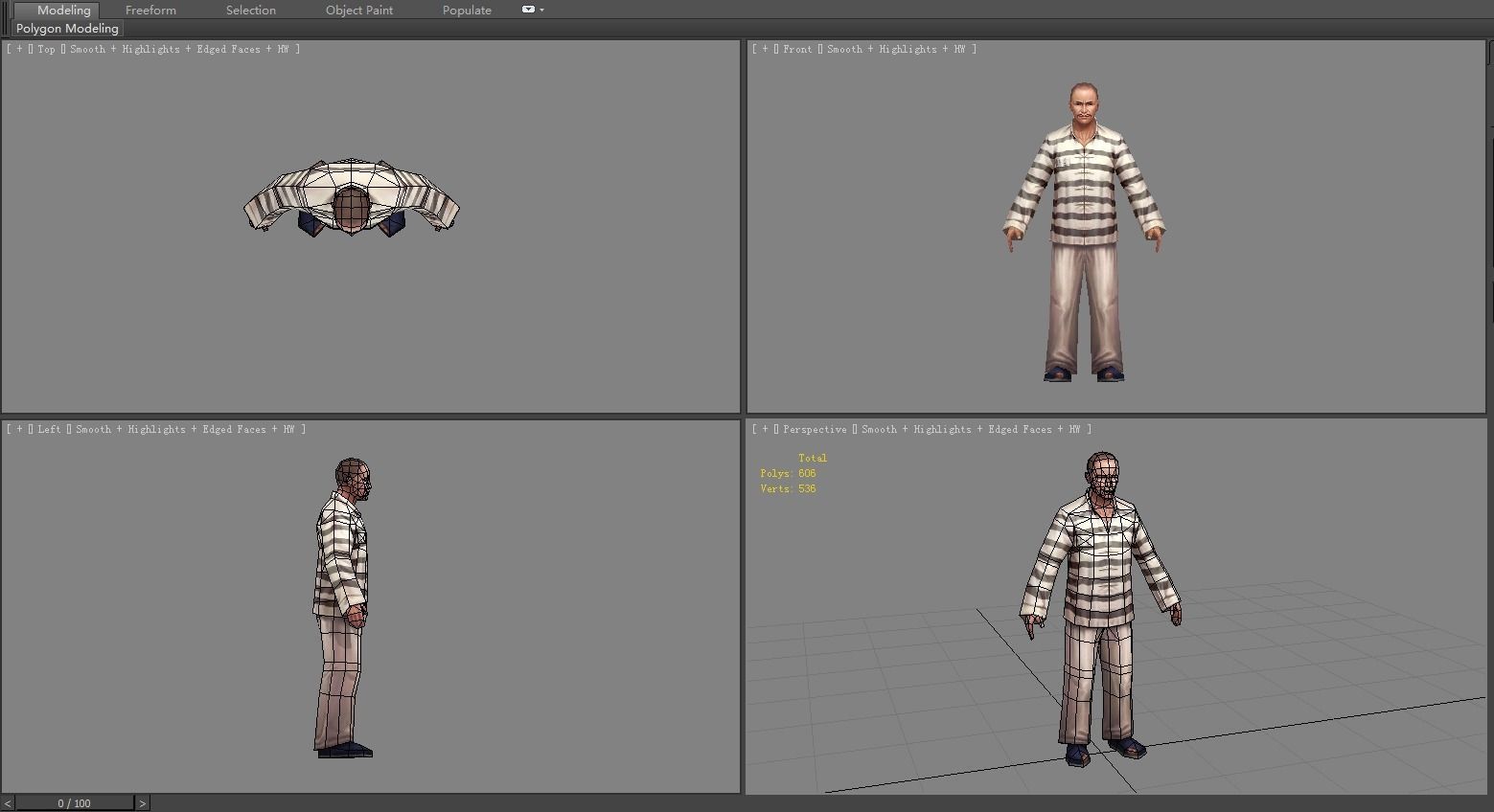 The criminal man in prison clothes Low-poly 3D model_5