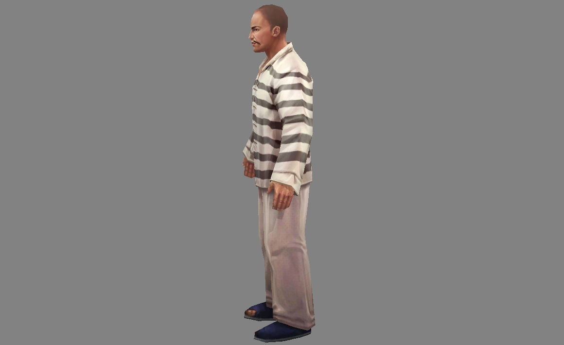 The criminal man in prison clothes Low-poly 3D model_1